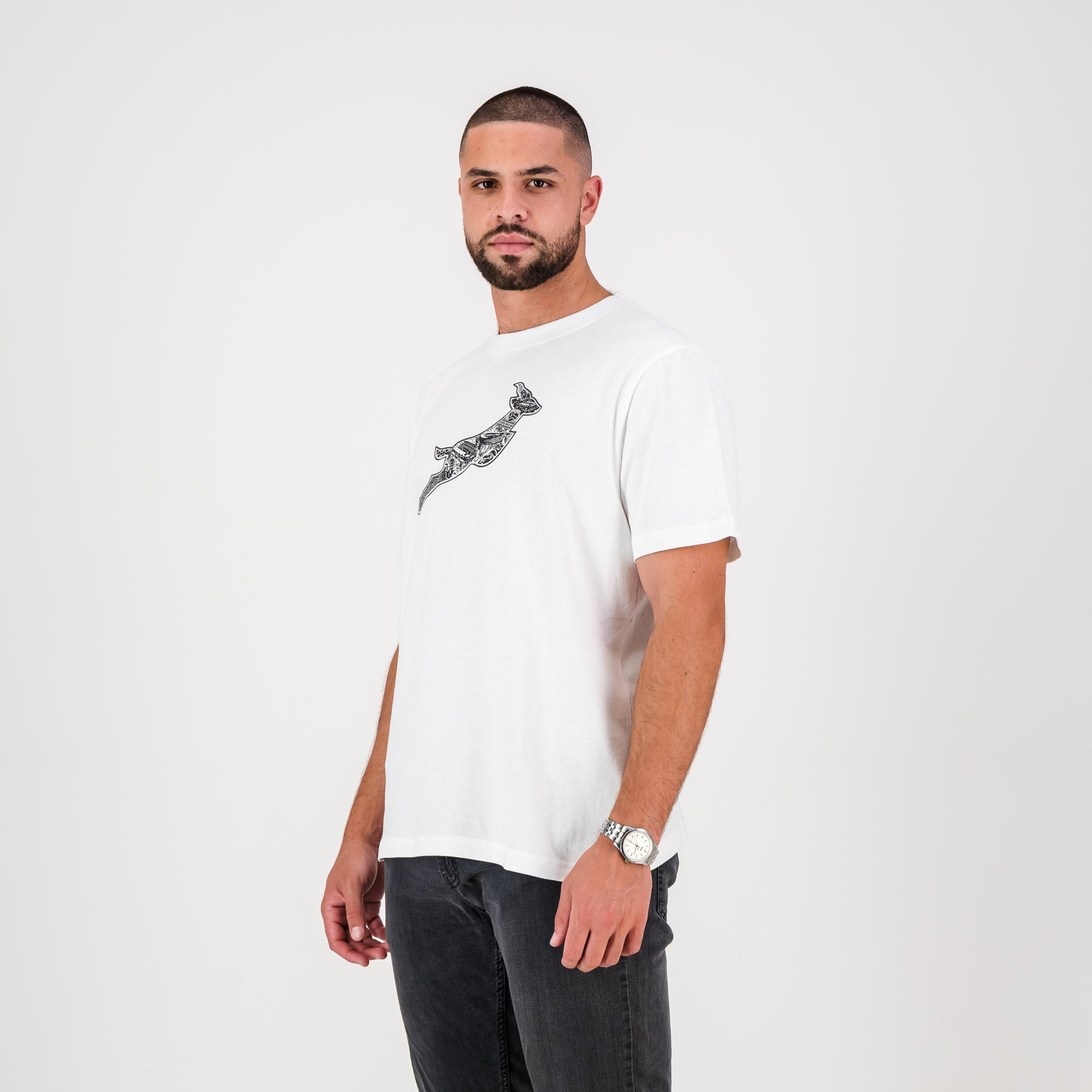 Springboks Infill Crew Tee - White - Old School