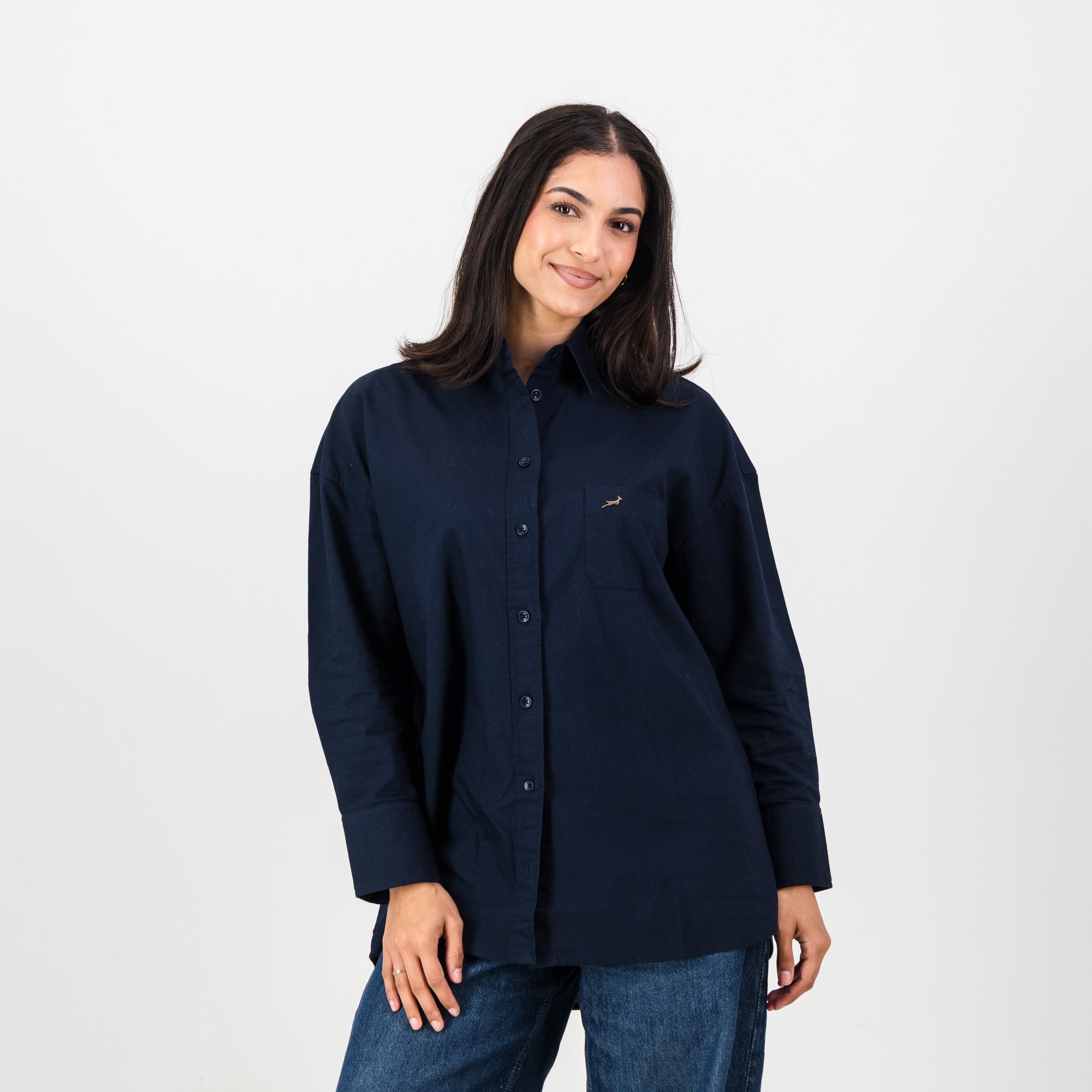 Springboks Ladies Oxford Shirt - Navy - Old School