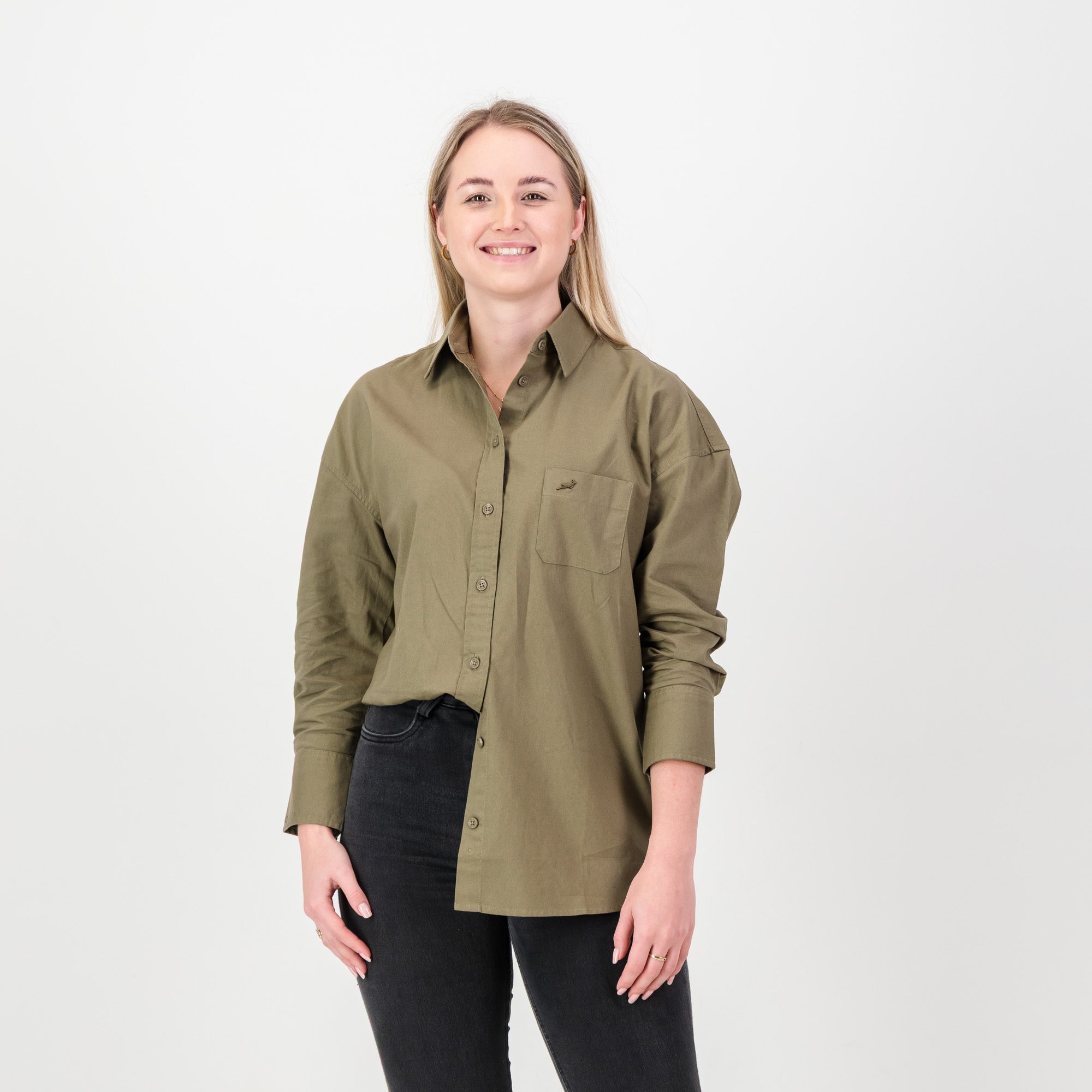 Springboks Ladies Oxford Shirt - Taupe - Old School