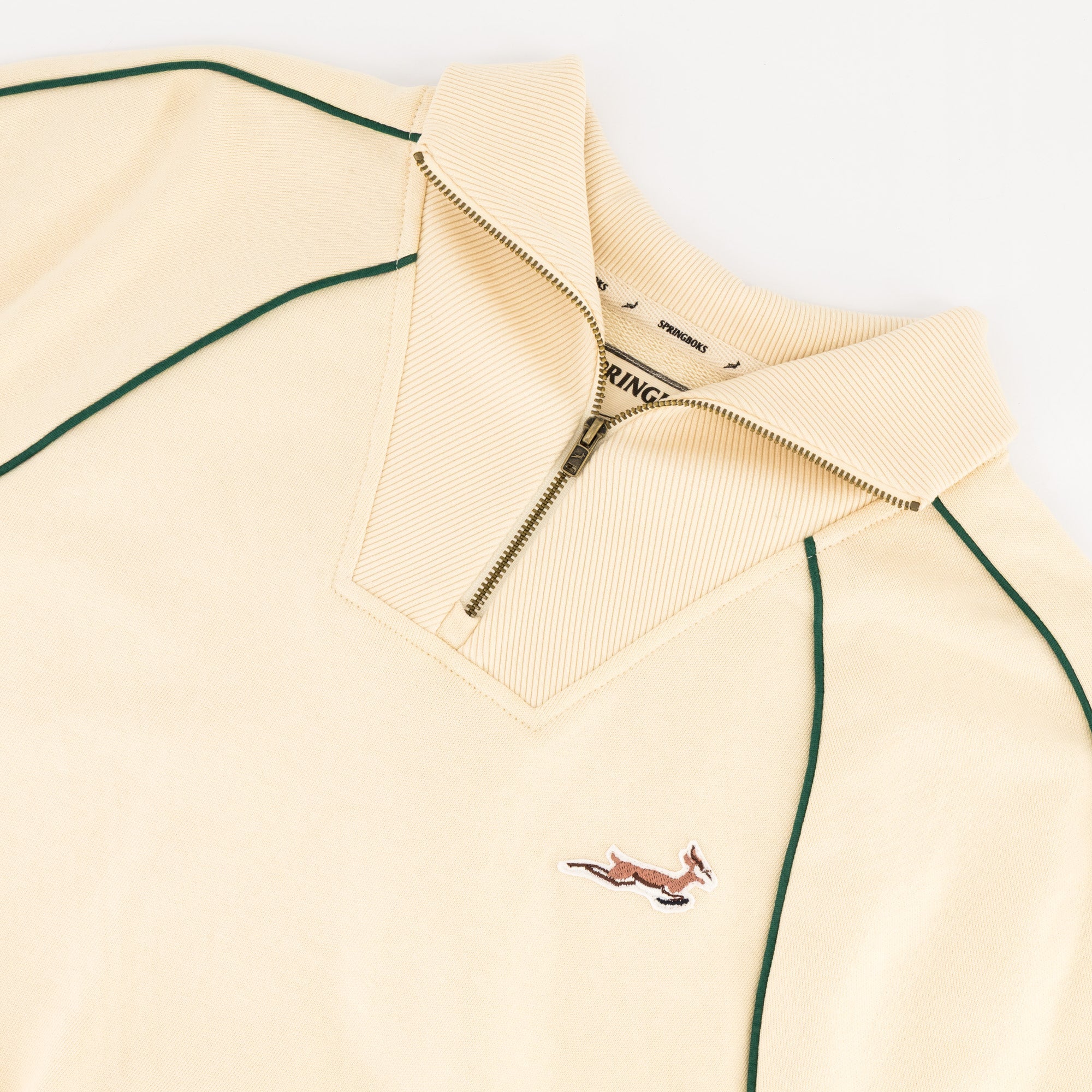 Springboks Ladies Piped Zip Through Sweat - Ivory - Old School