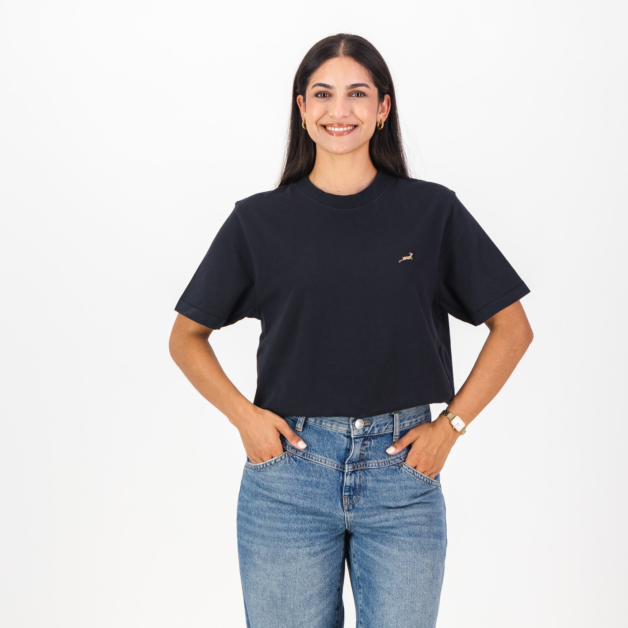 Springboks LC EMB Regular Crew Tee - Black - Old School