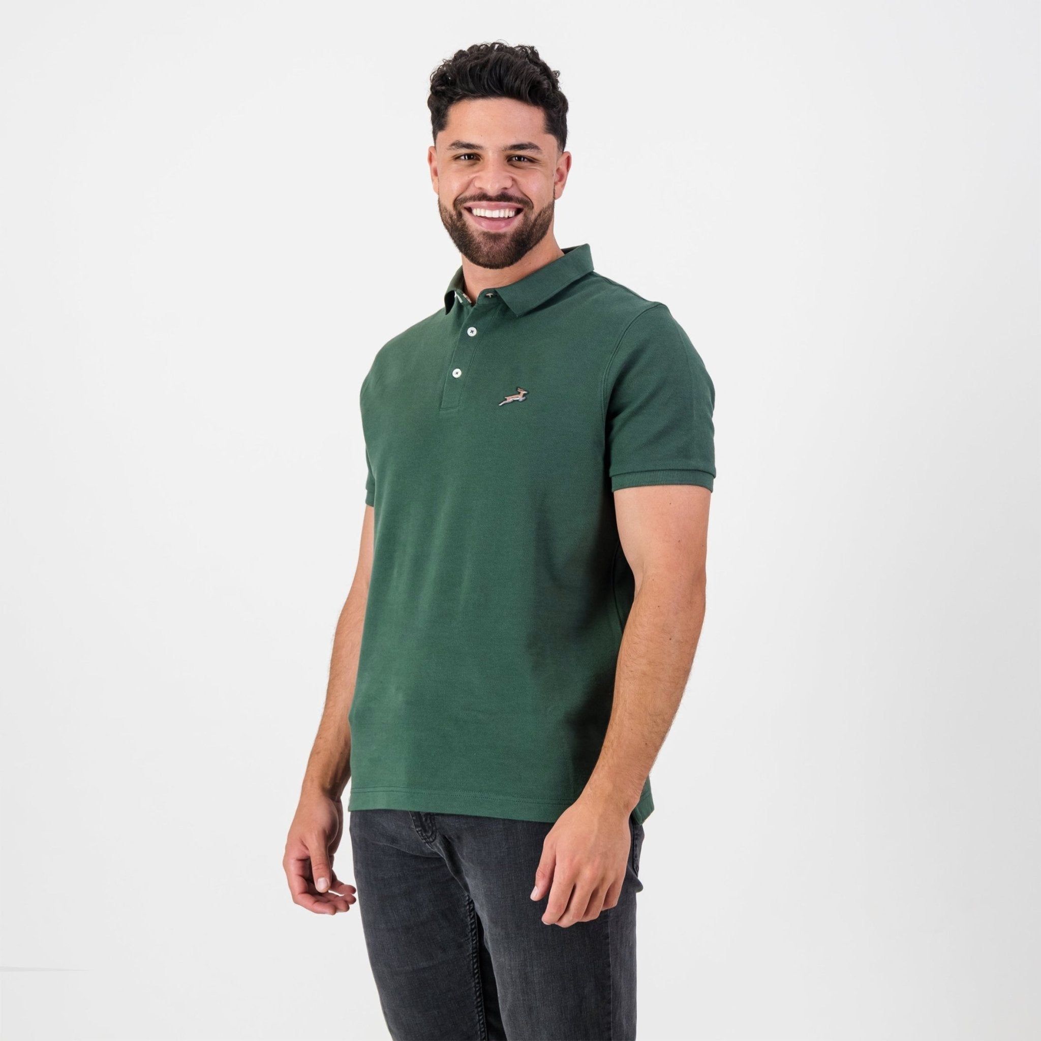 Springboks LC SML Badge SS Polo - OS Green - Old School