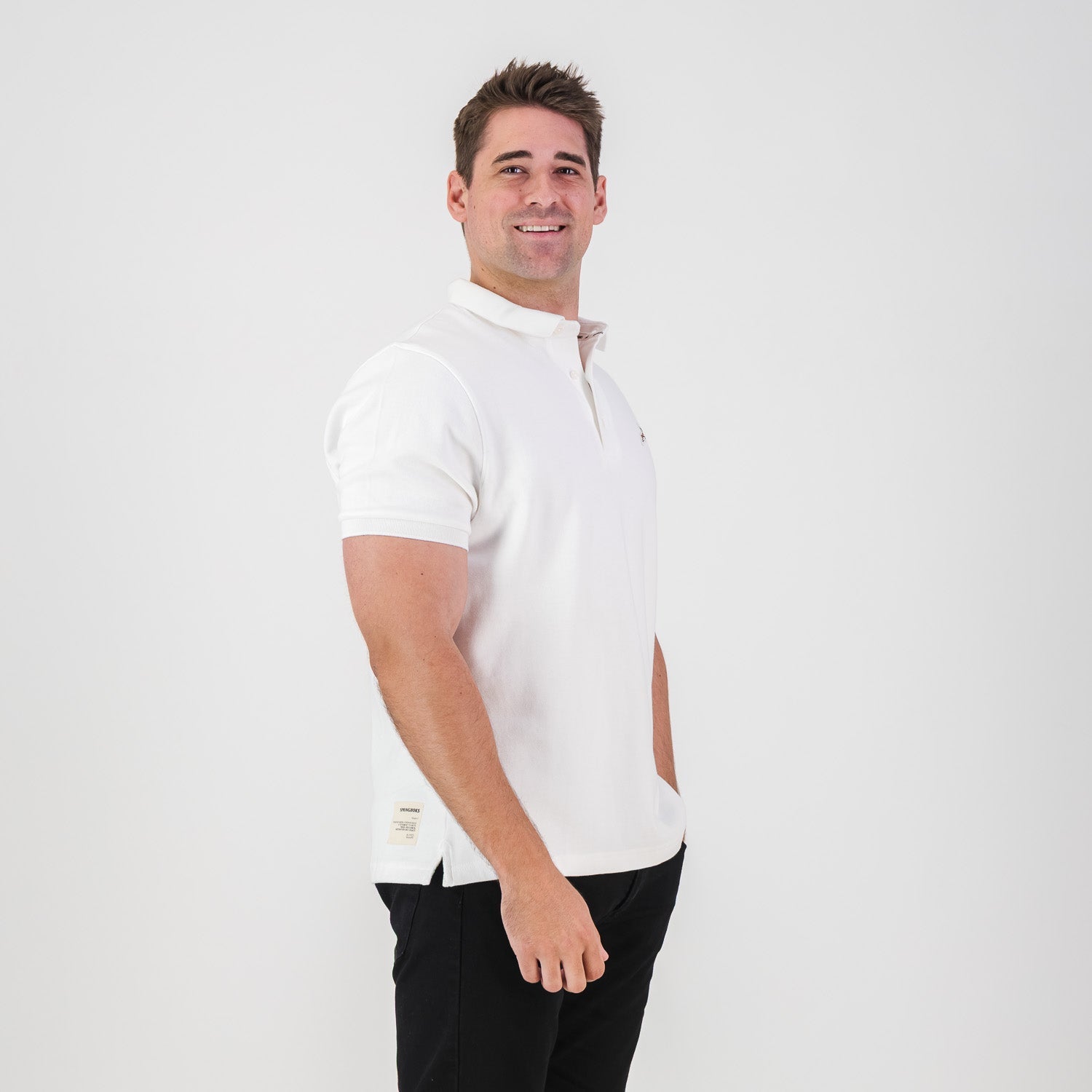 Springboks LC SML Badge SS Polo - White - Old School