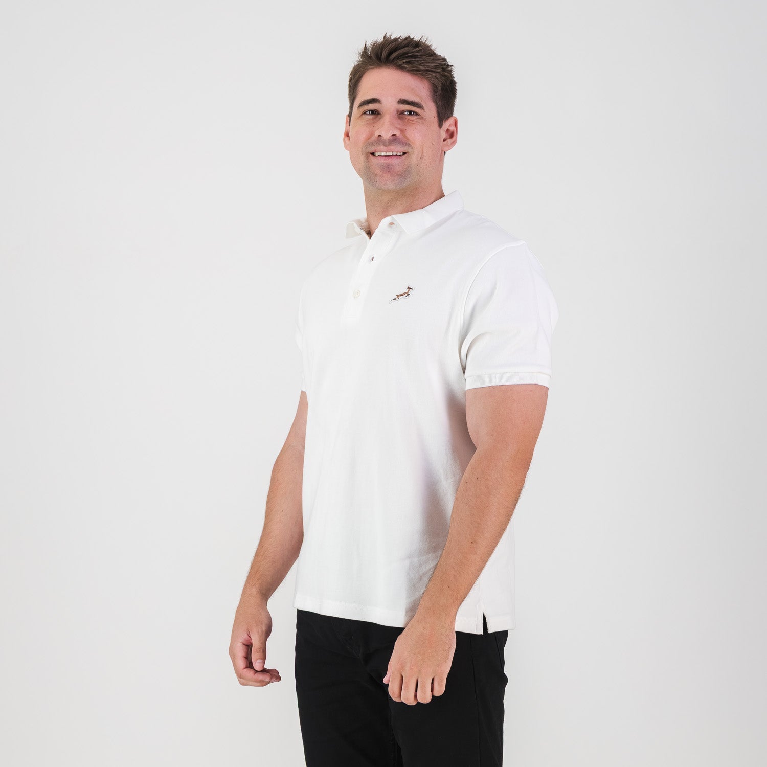 Springboks LC SML Badge SS Polo - White - Old School