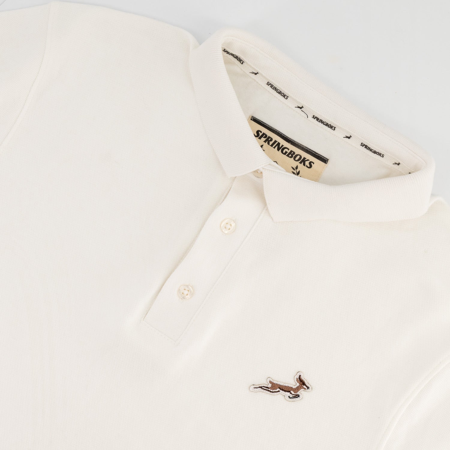 Springboks LC SML Badge SS Polo - White - Old School
