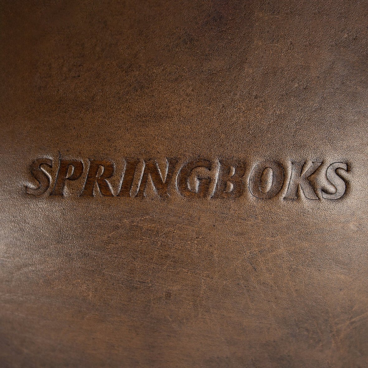 Springboks Leather Rugby Ball - Dark Brown - Old School