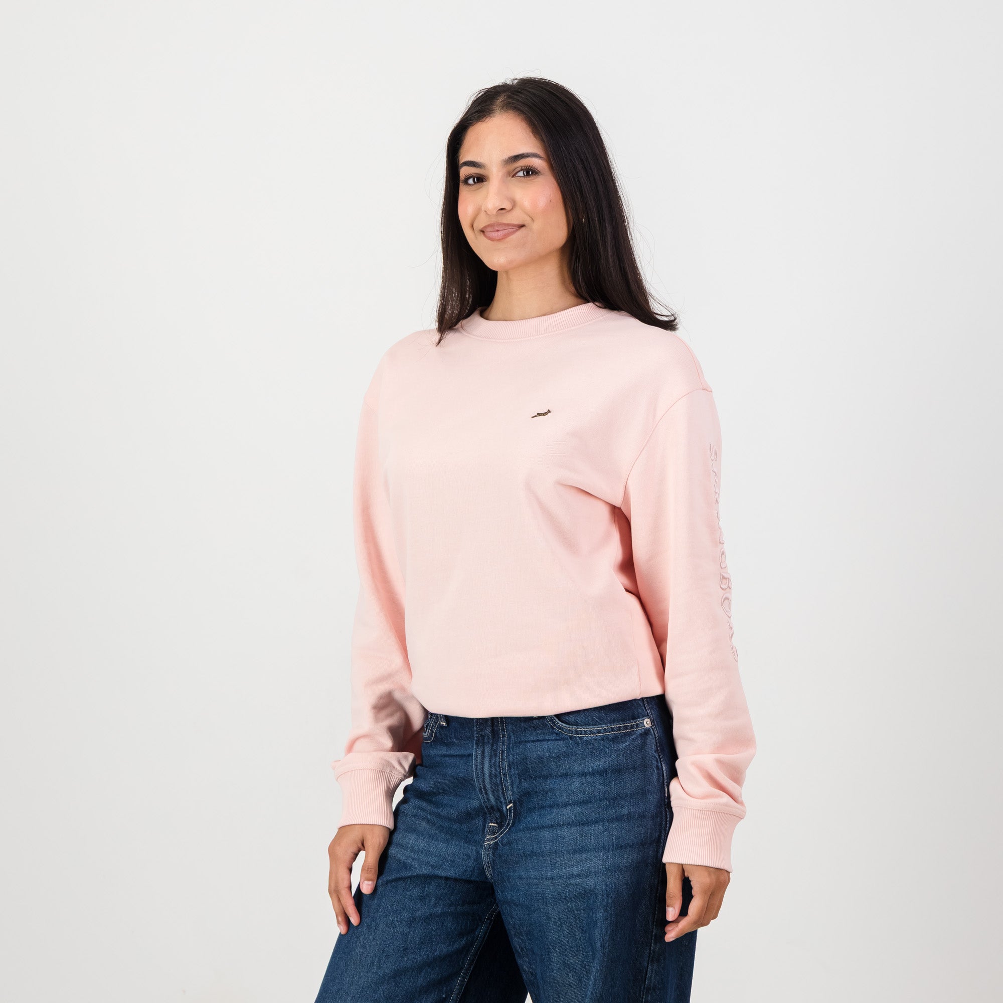 Springboks Metal Rivet Crew Sweat - Rose Quartz - Old School