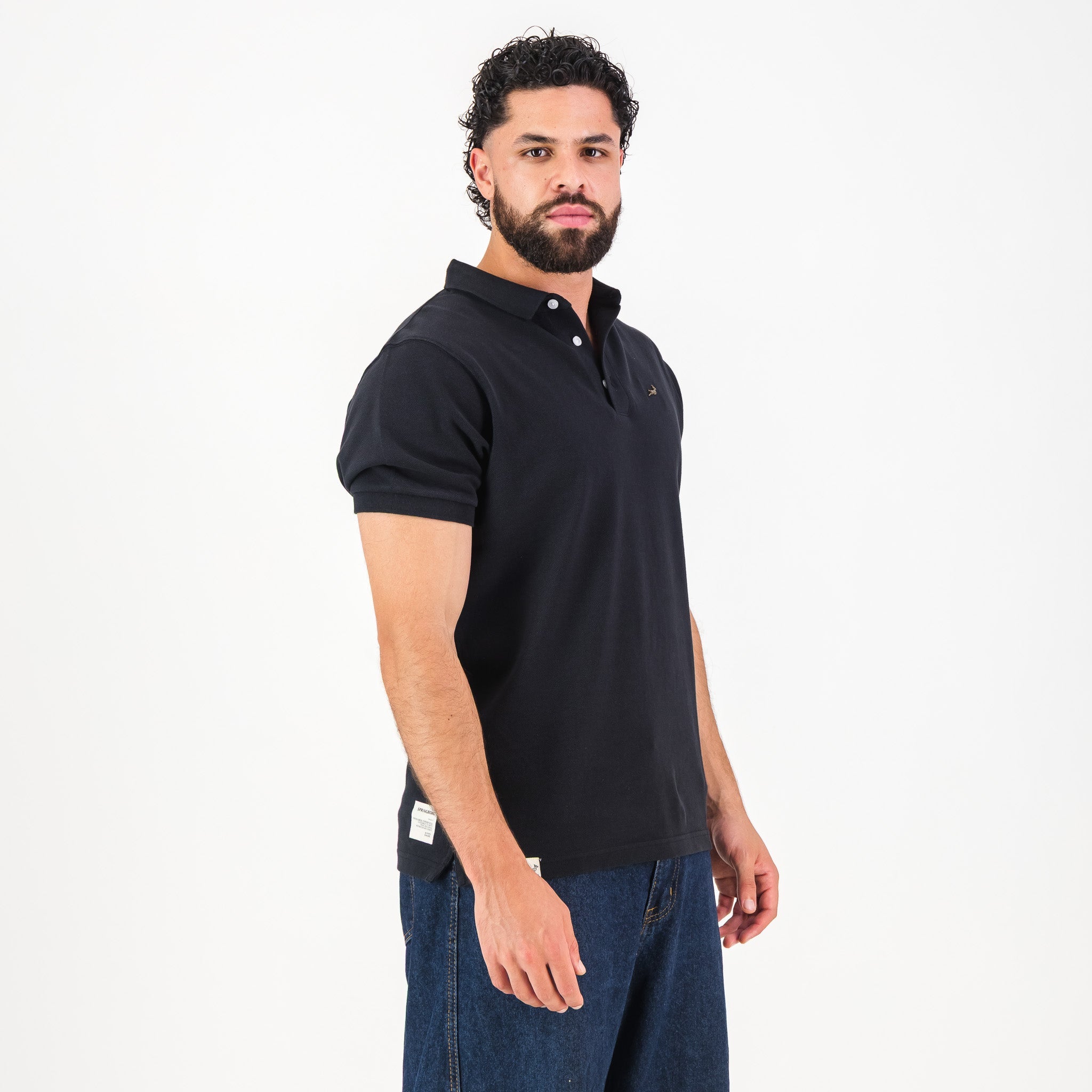 Springboks Metal Rivet SS Polo - Black - Old School