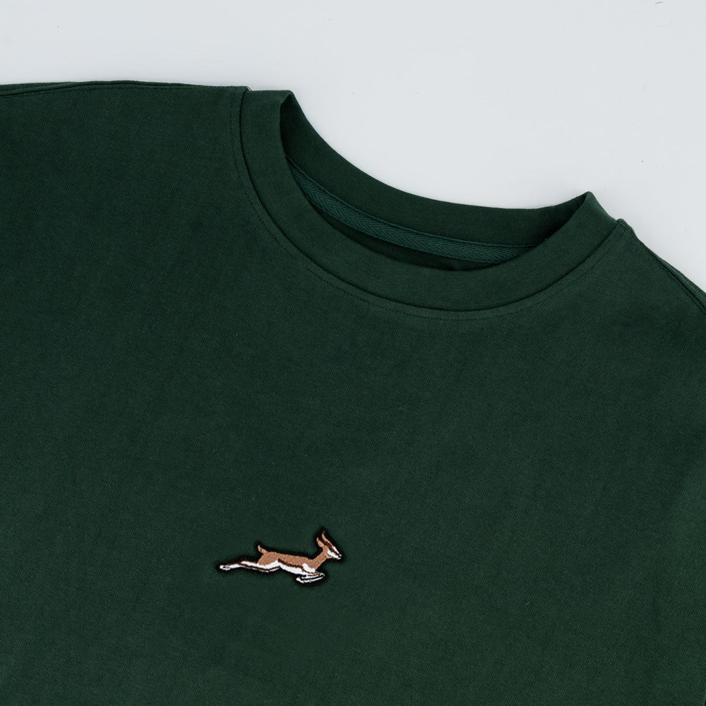 Springboks Nat Badge Boxy Crew Tee - OS Green - Old School