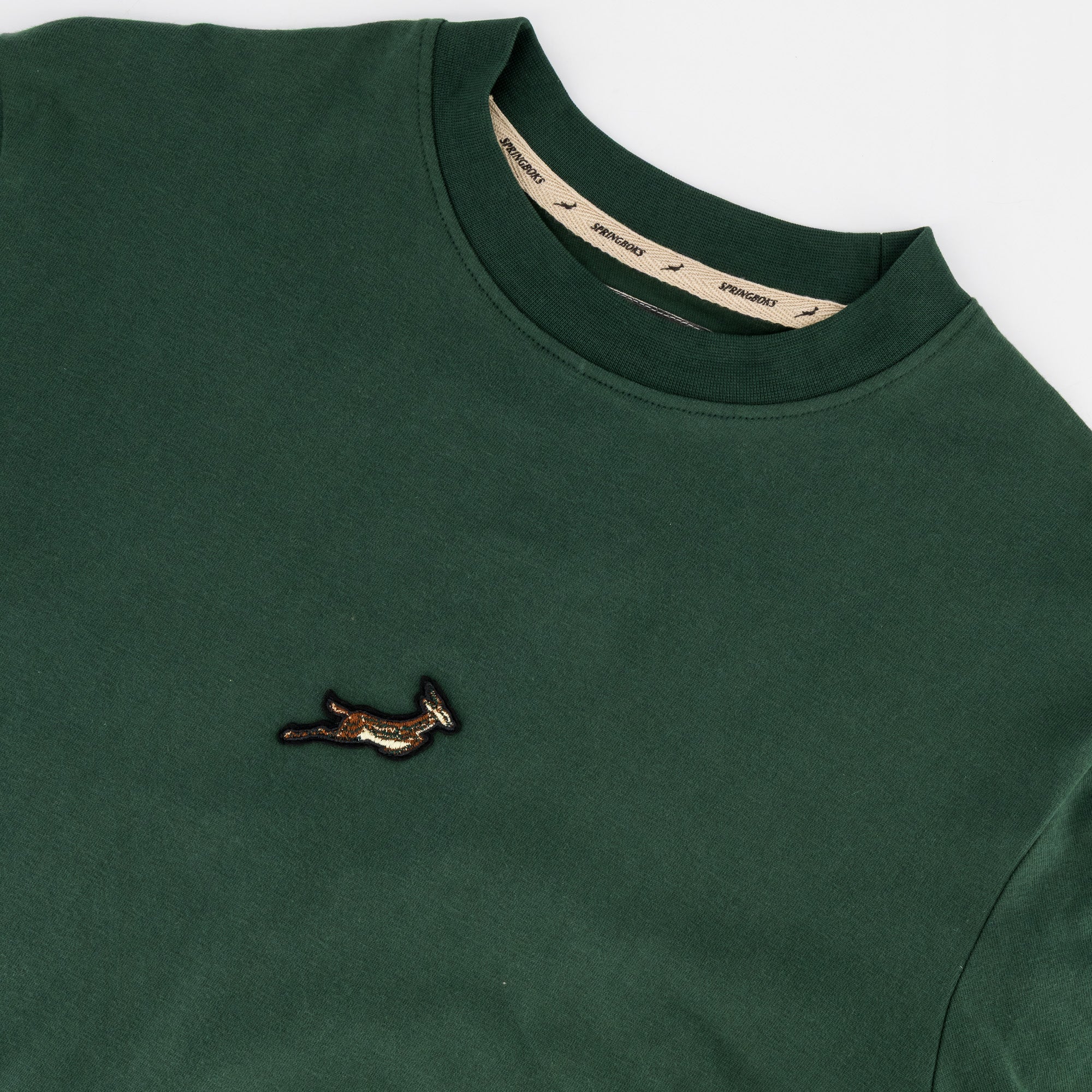 Springboks Pop Badge Boxy Crew Tee - OS Green - Old School