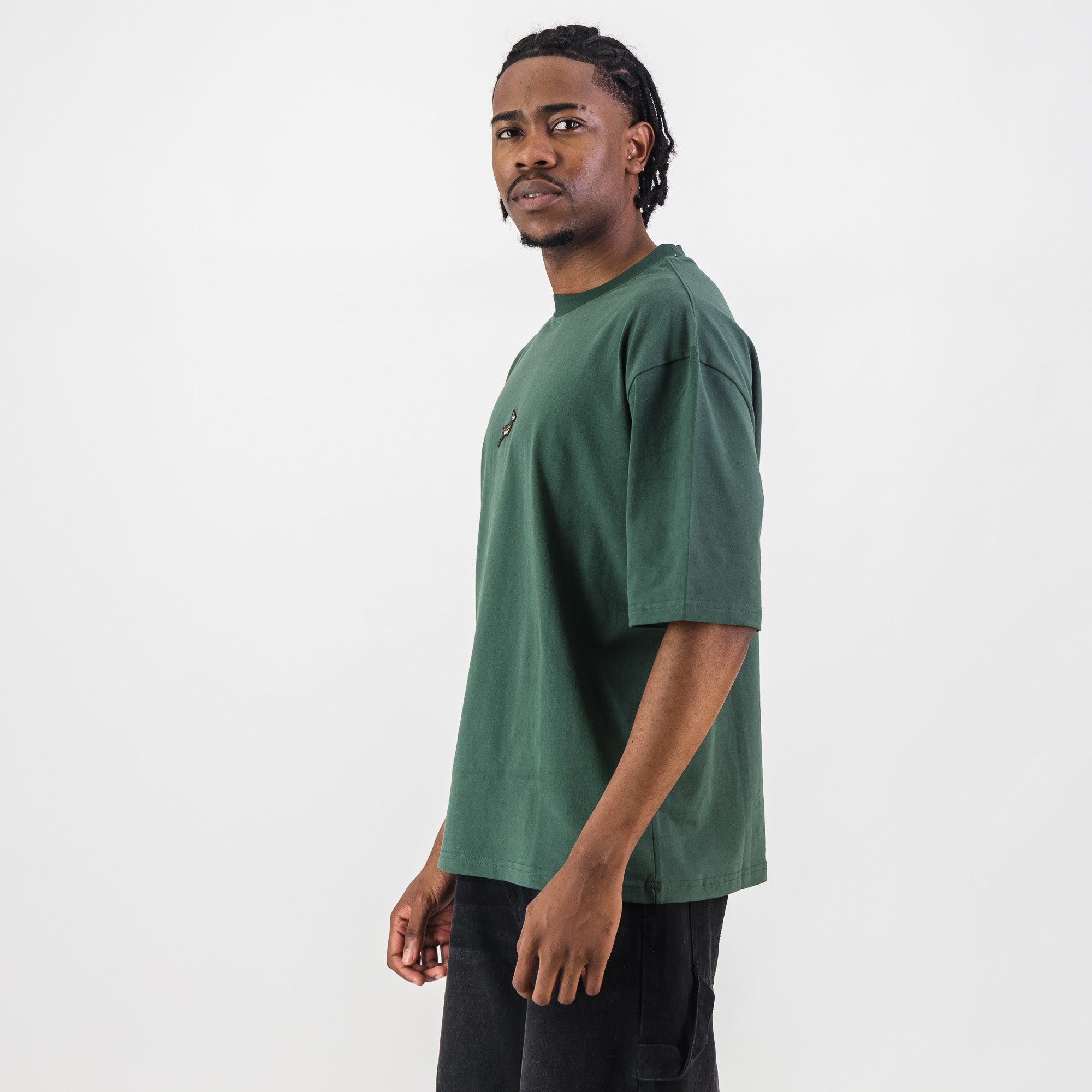 Springboks Pop Badge Boxy Crew Tee - OS Green - Old School