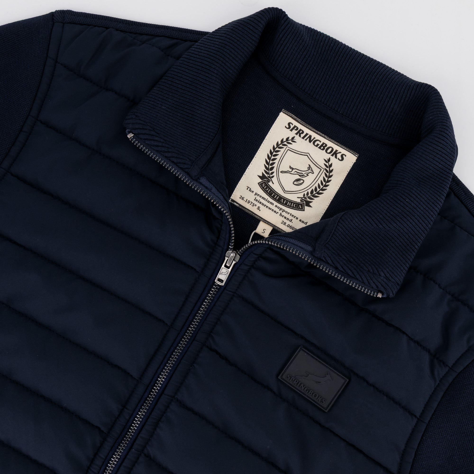 Springboks Quilted Knit Shell Jacket - Navy - Old School