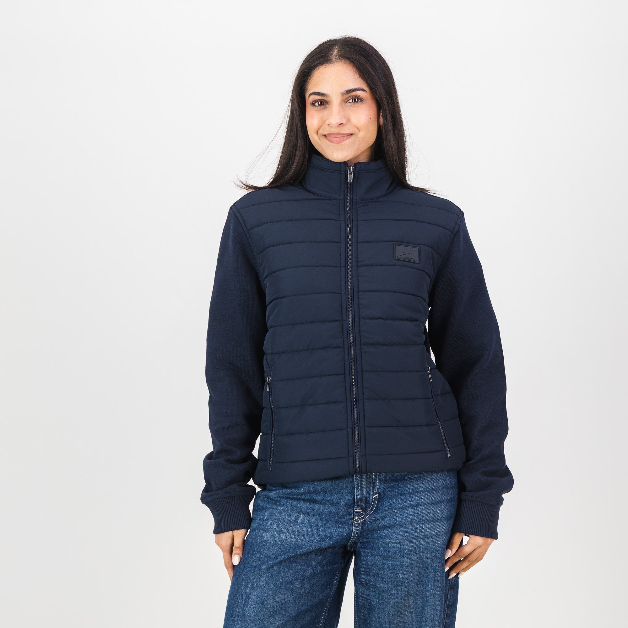 Springboks Quilted Knit Shell Jacket - Navy - Old School