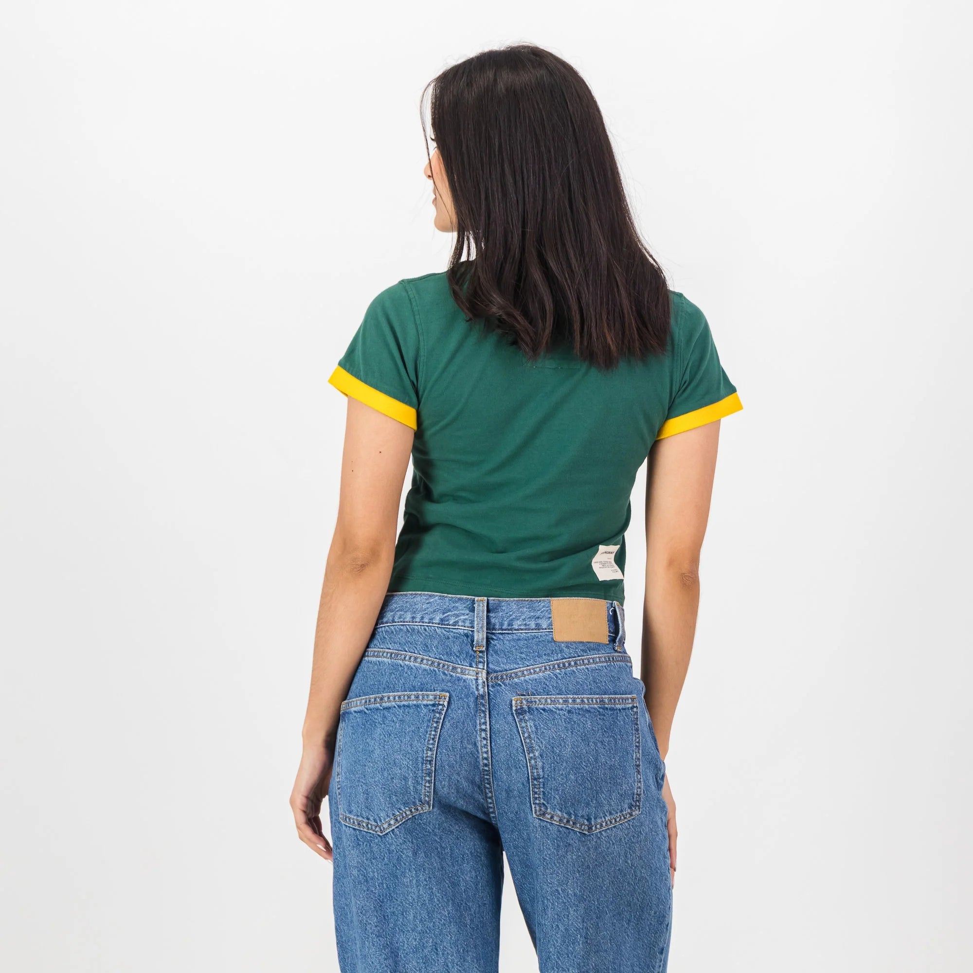 Springboks Ringer Crop Crew Tee - OS Green - Old School