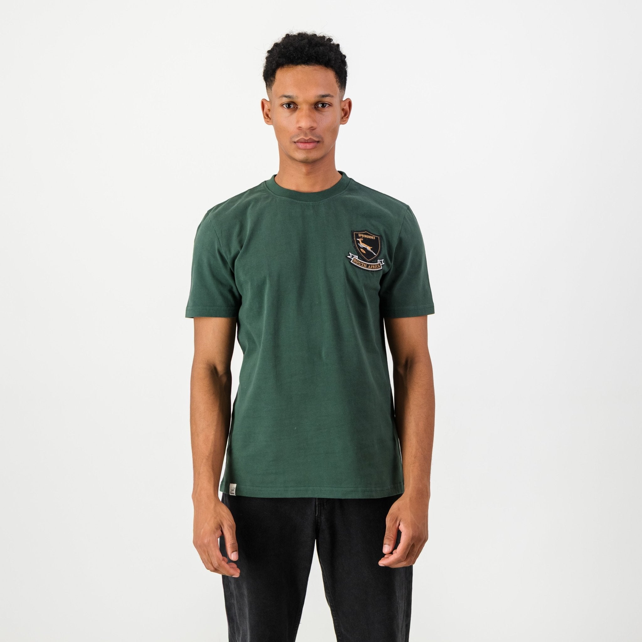 Springboks Shield Crew Tee - OS Green - Old School