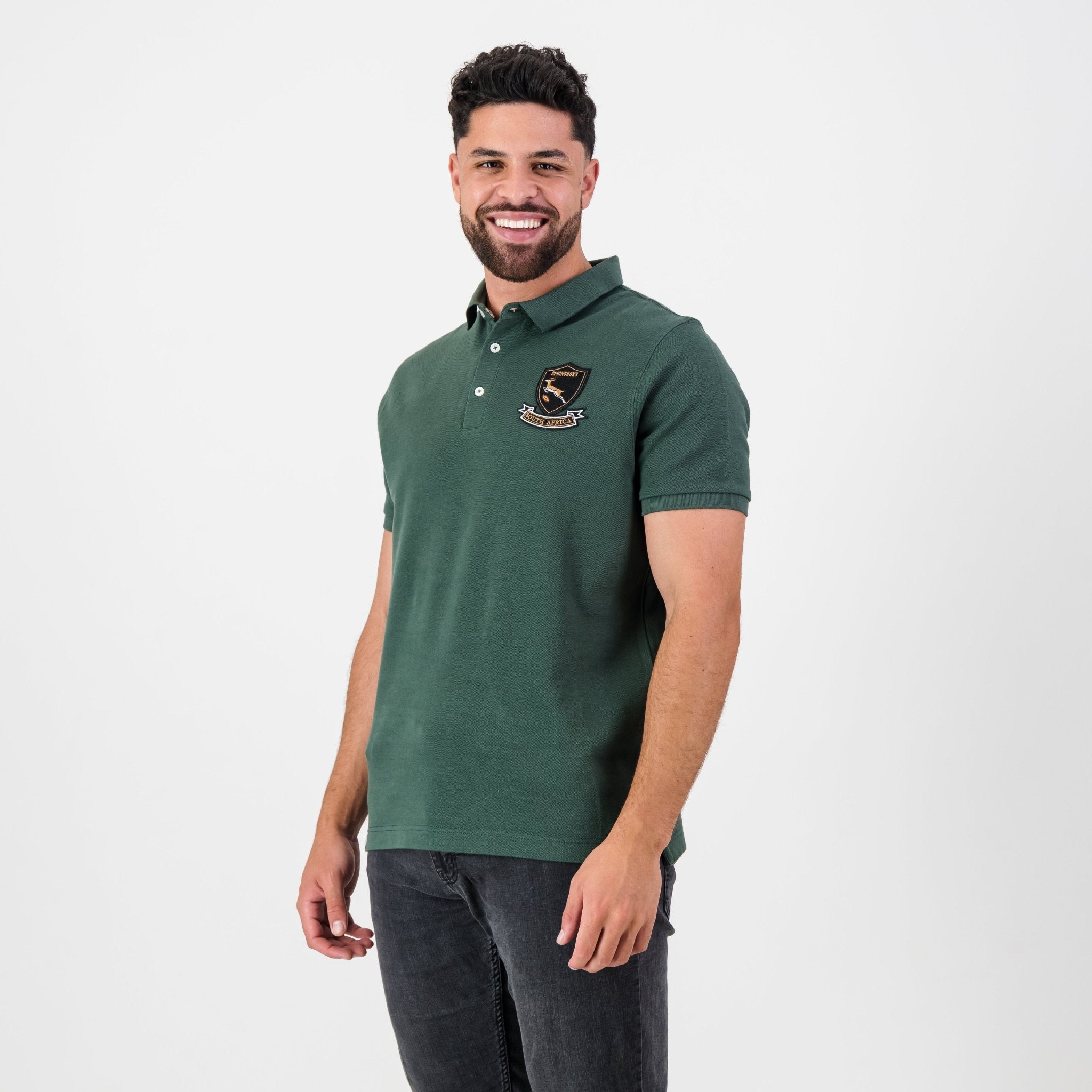 Springboks Shield Polo - OS Green - Old School