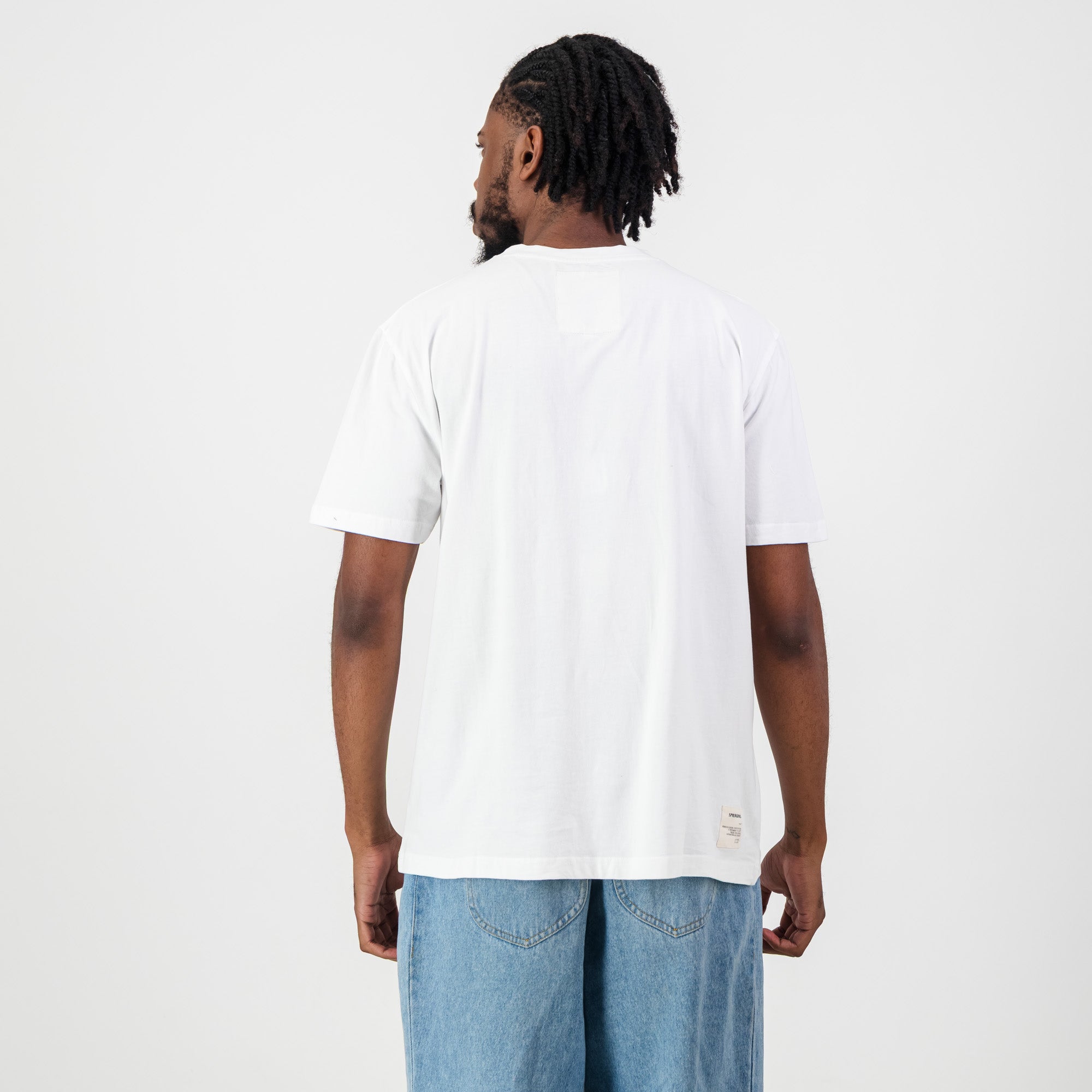 Springboks SML EMB Head Bok Regular Crew Tee - White - Old School