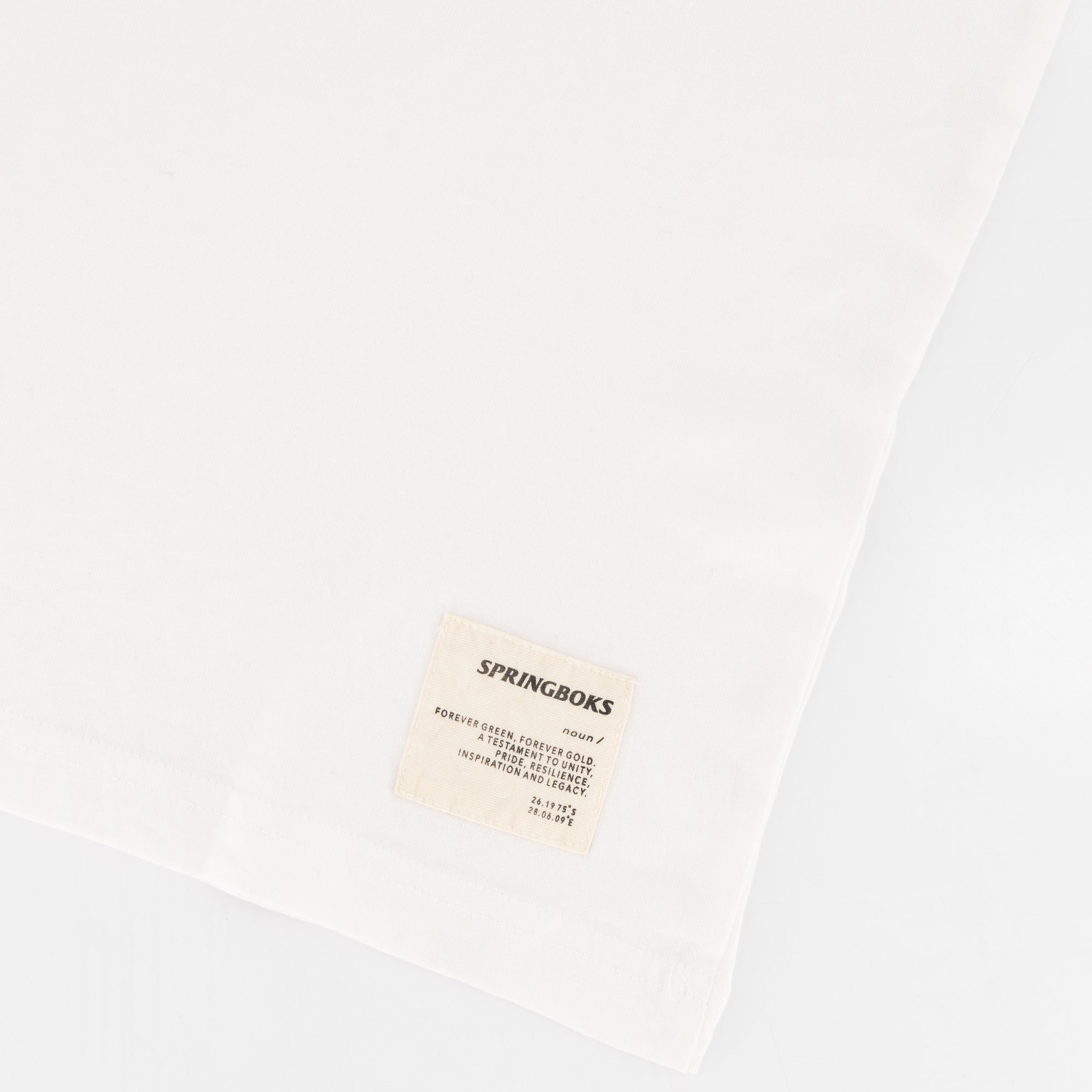 Springboks SML EMB Head Bok Regular Crew Tee - White - Old School