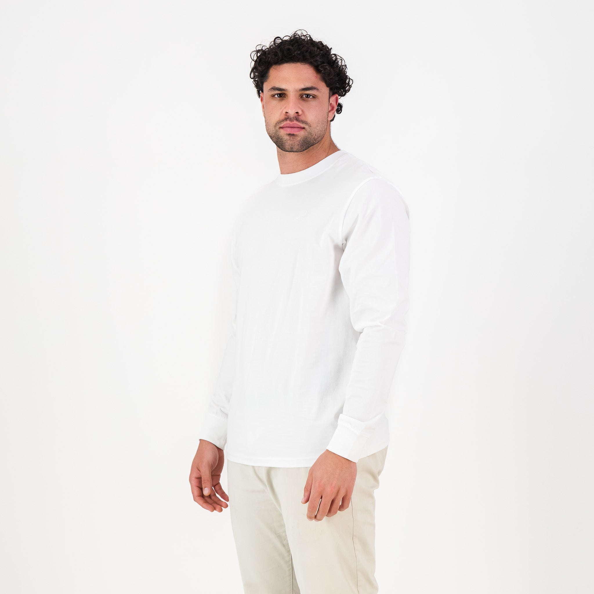 Springboks SML EMB LS Crew Tee N - White - Old School