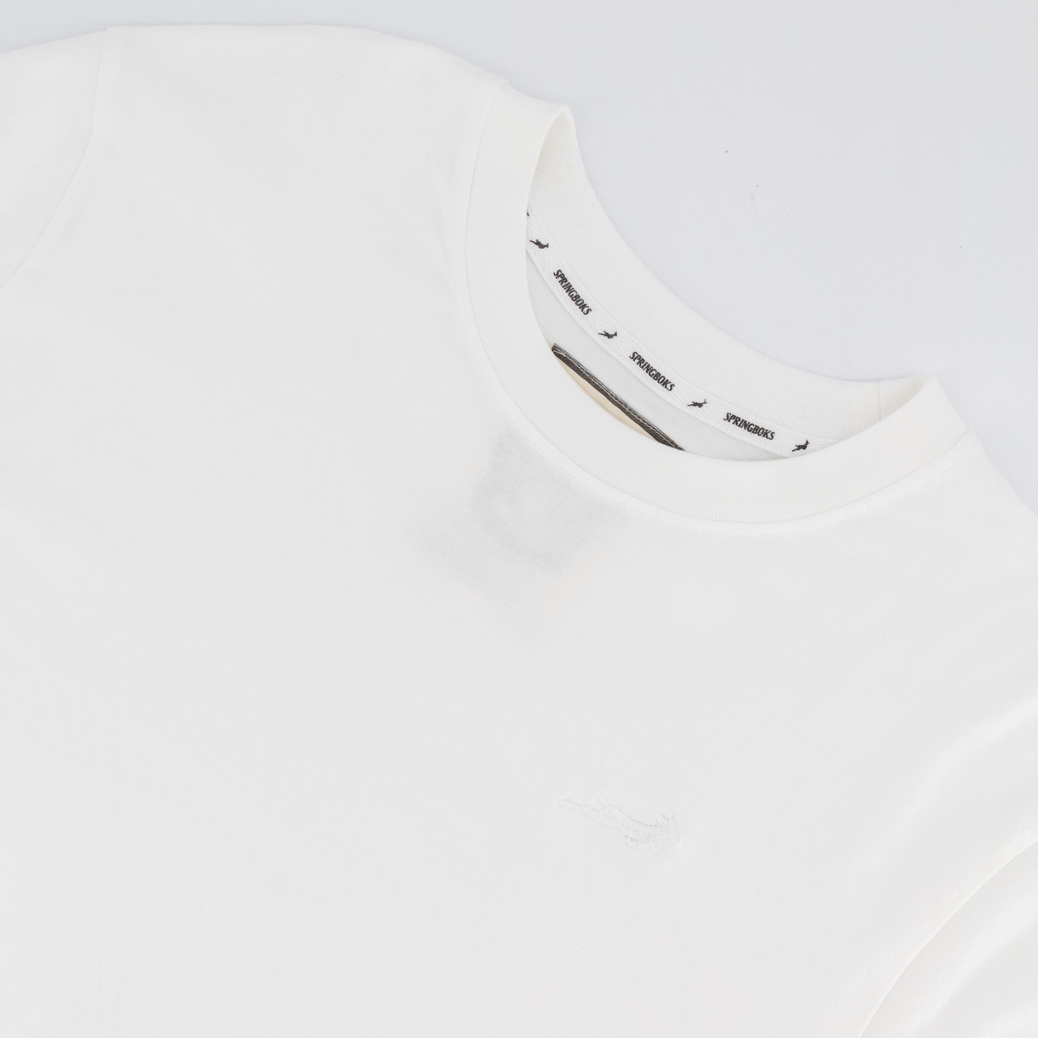 Springboks SML EMB LS Crew Tee N - White - Old School