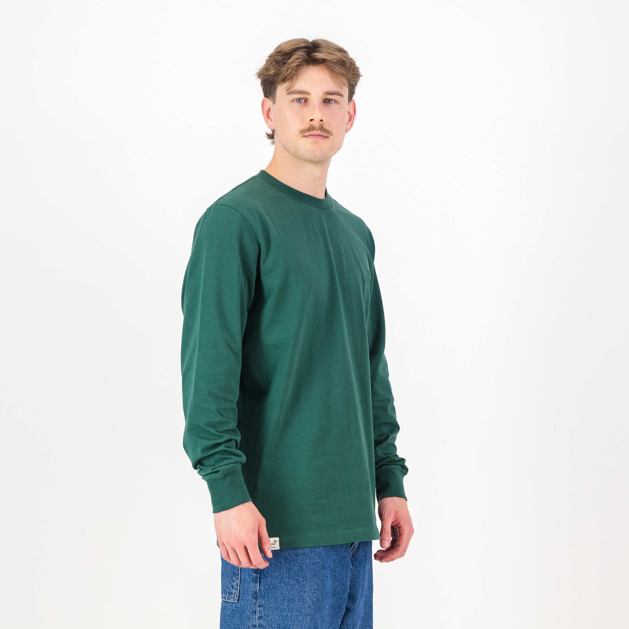 Springboks SML EMB LS Crew Tee - OS Green - Old School