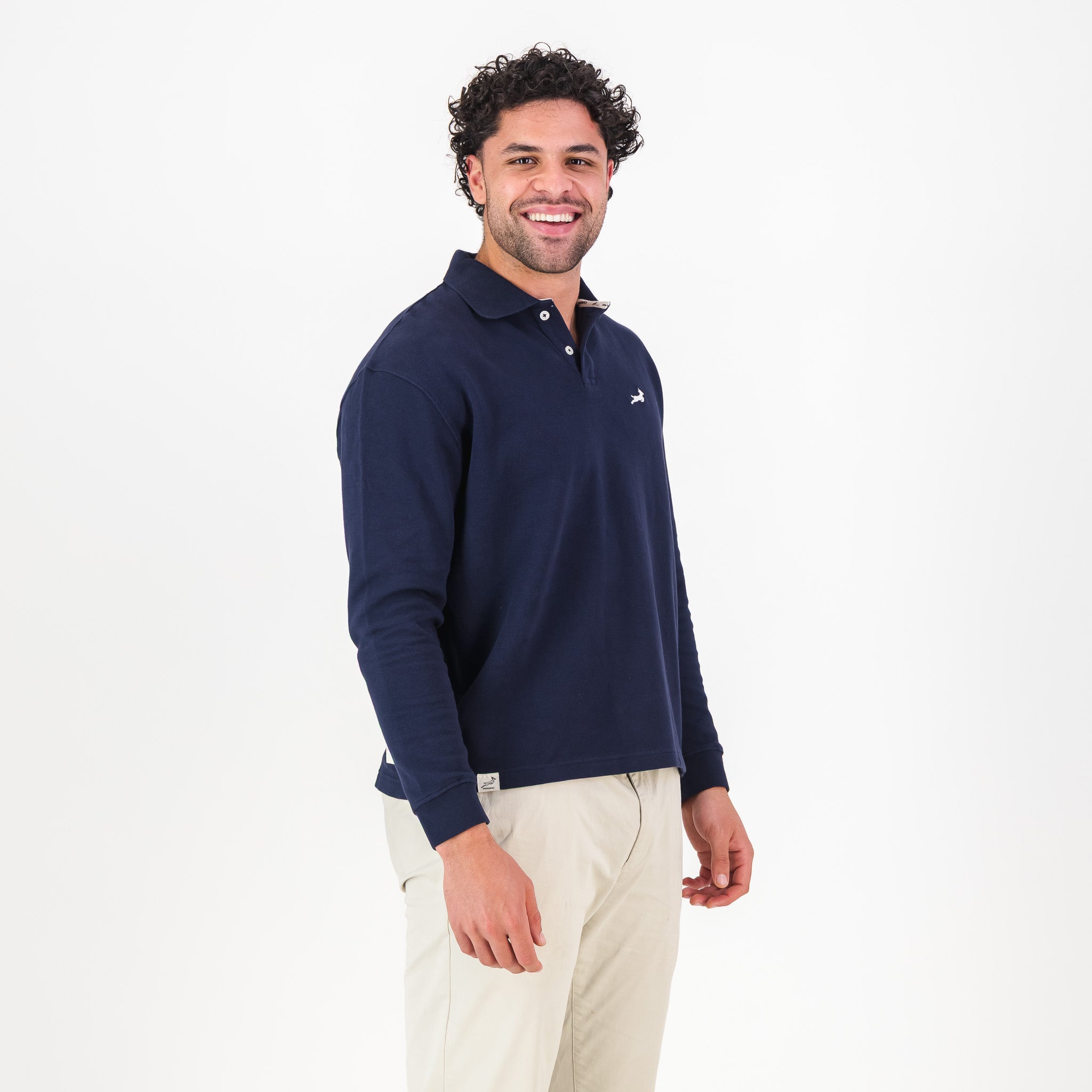 Springboks SML EMB LS Polo - Navy - Old School