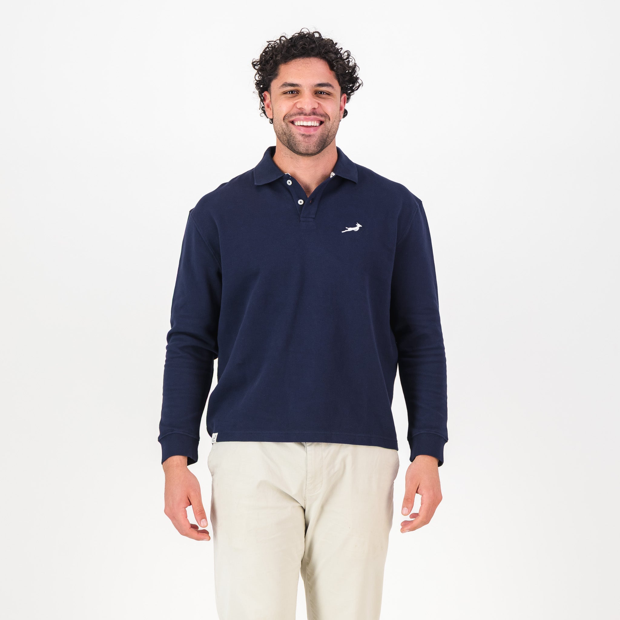 Springboks SML EMB LS Polo - Navy - Old School
