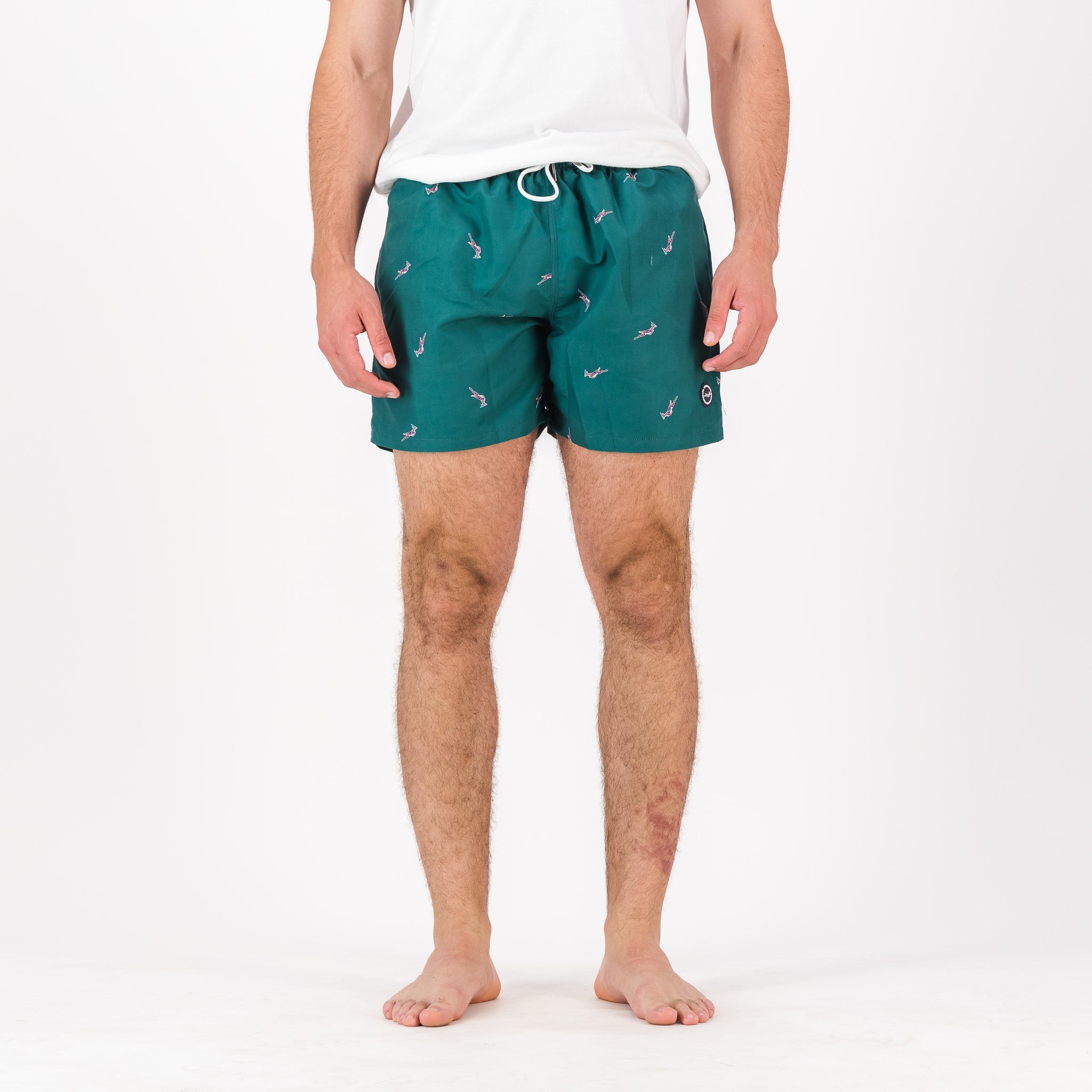 Springboks Summer Pop Print Swim Shorts - Teal - Old School