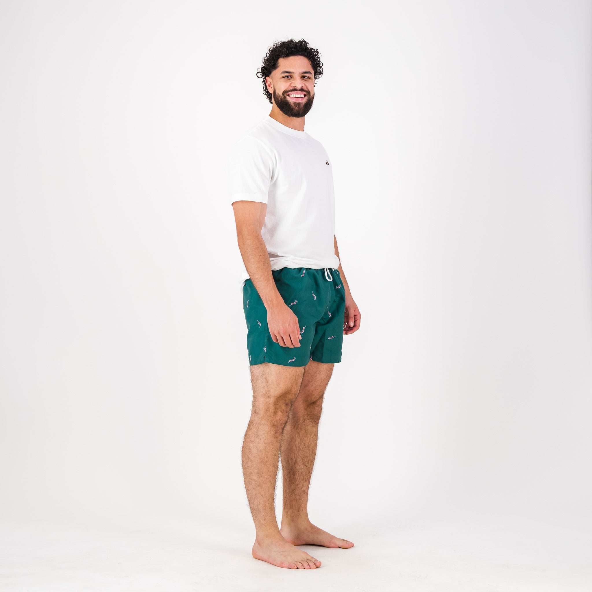 Springboks Summer Pop Print Swim Shorts - Teal - Old School