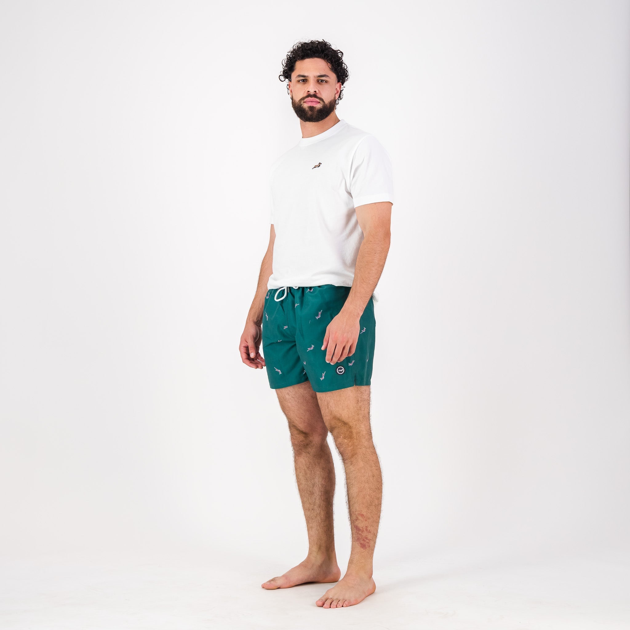 Springboks Summer Pop Print Swim Shorts - Teal - Old School