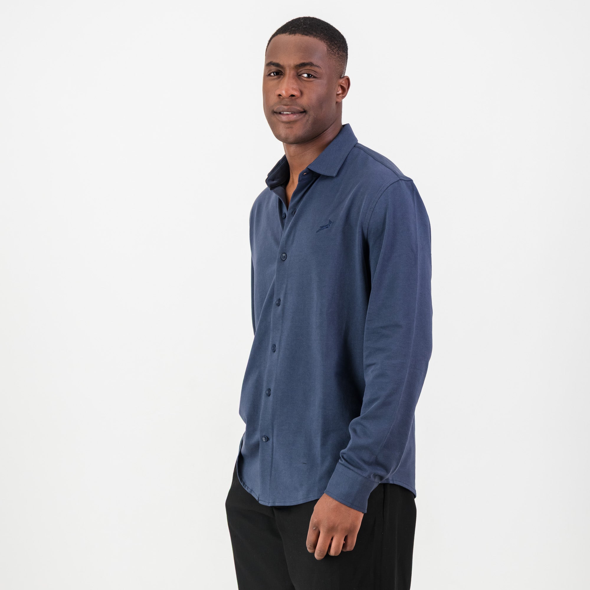 Springboks Tailored LS Shirt - Navy - Old School