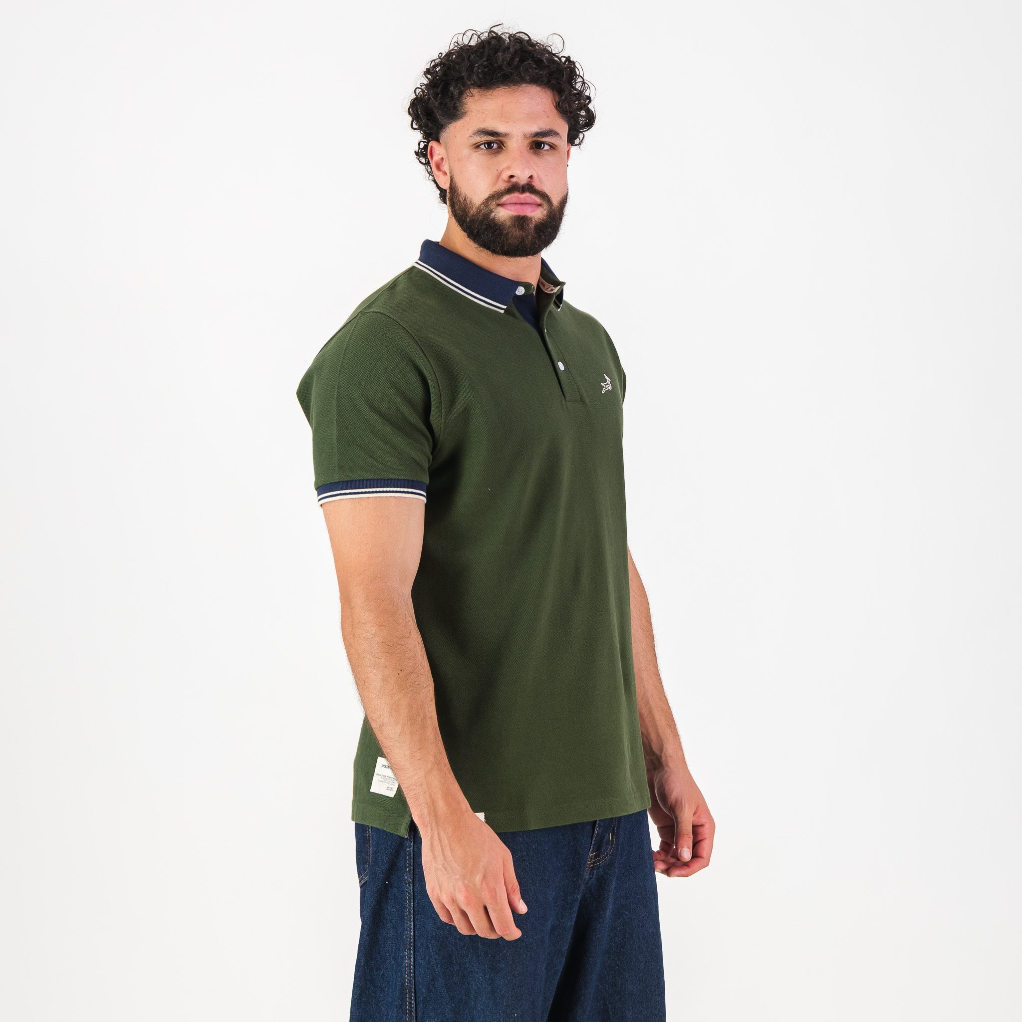Springboks Tipped SS Polo - Military Olive - Old School