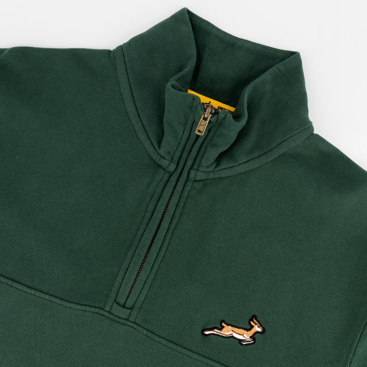 Springboks Twill SLV Quarter Zip Sweat - OS Green - Old School