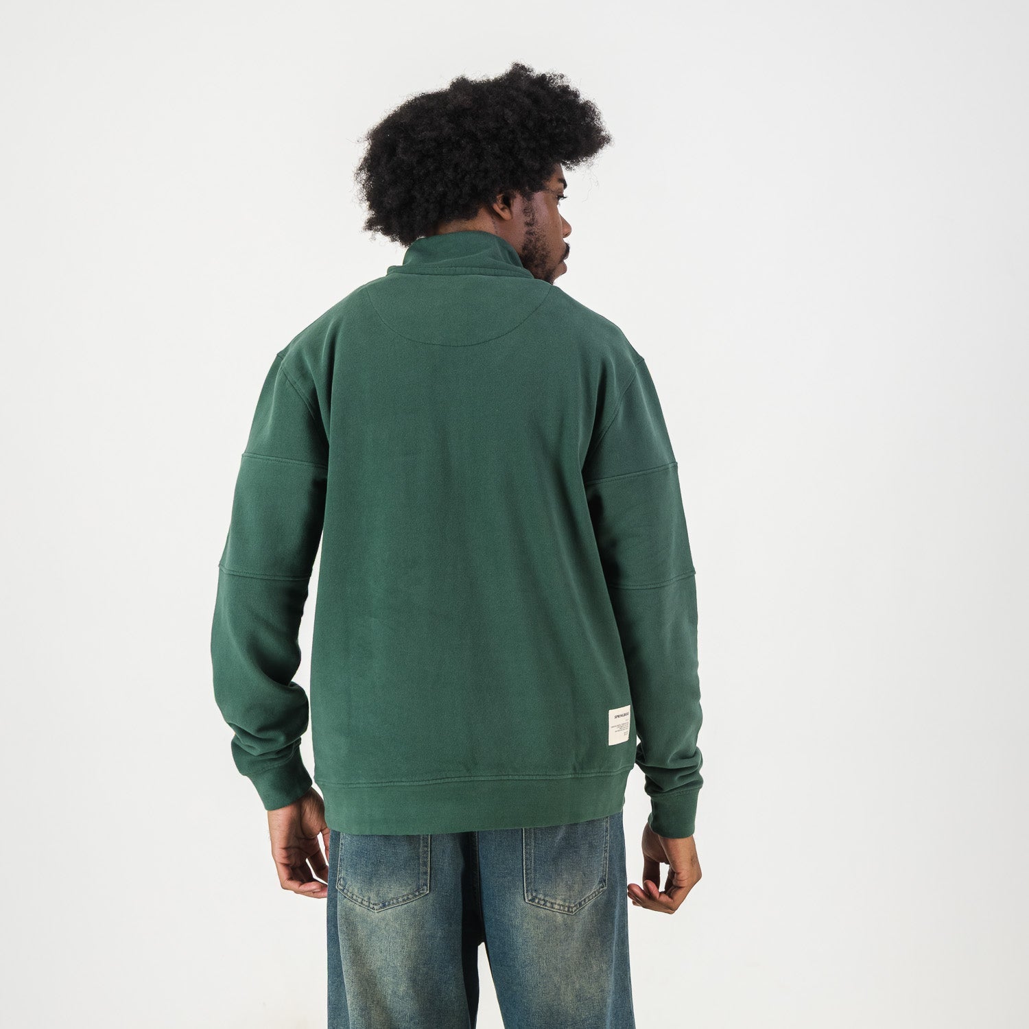 Springboks Twill SLV Quarter Zip Sweat - OS Green - Old School