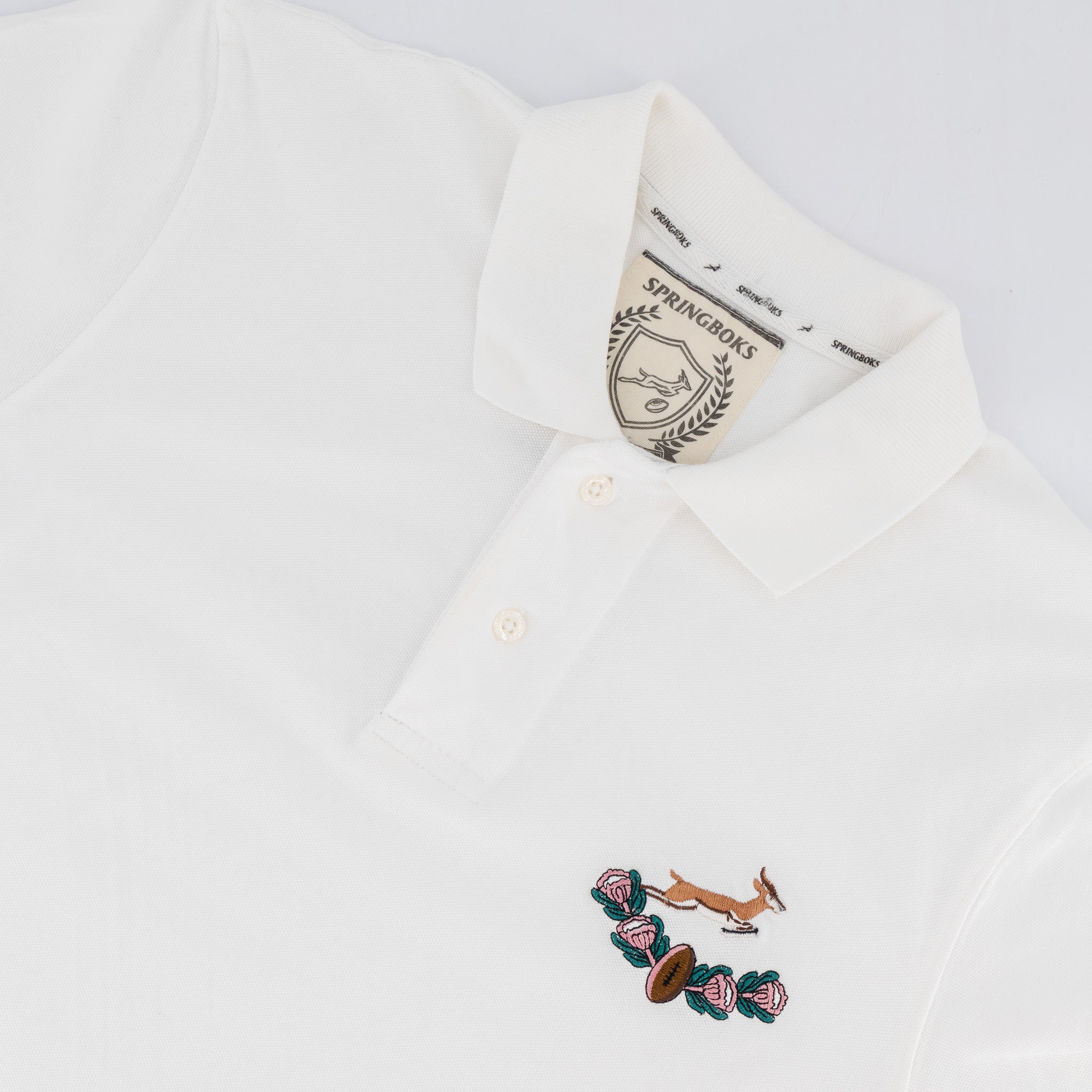 Springboks Vintage SB EMB 2 B SS Polo - White - Old School
