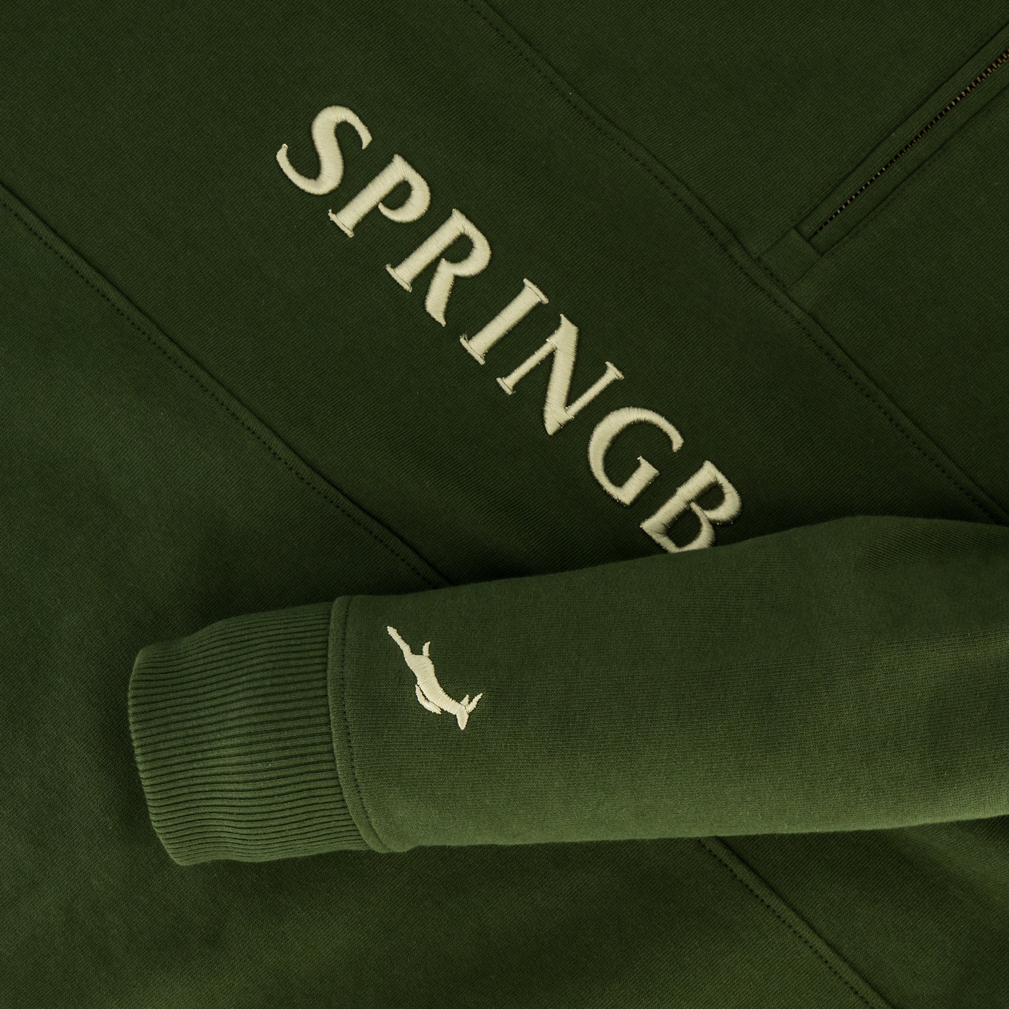 Springboks Word Quarter Zip Sweat - Military Olive - Old School