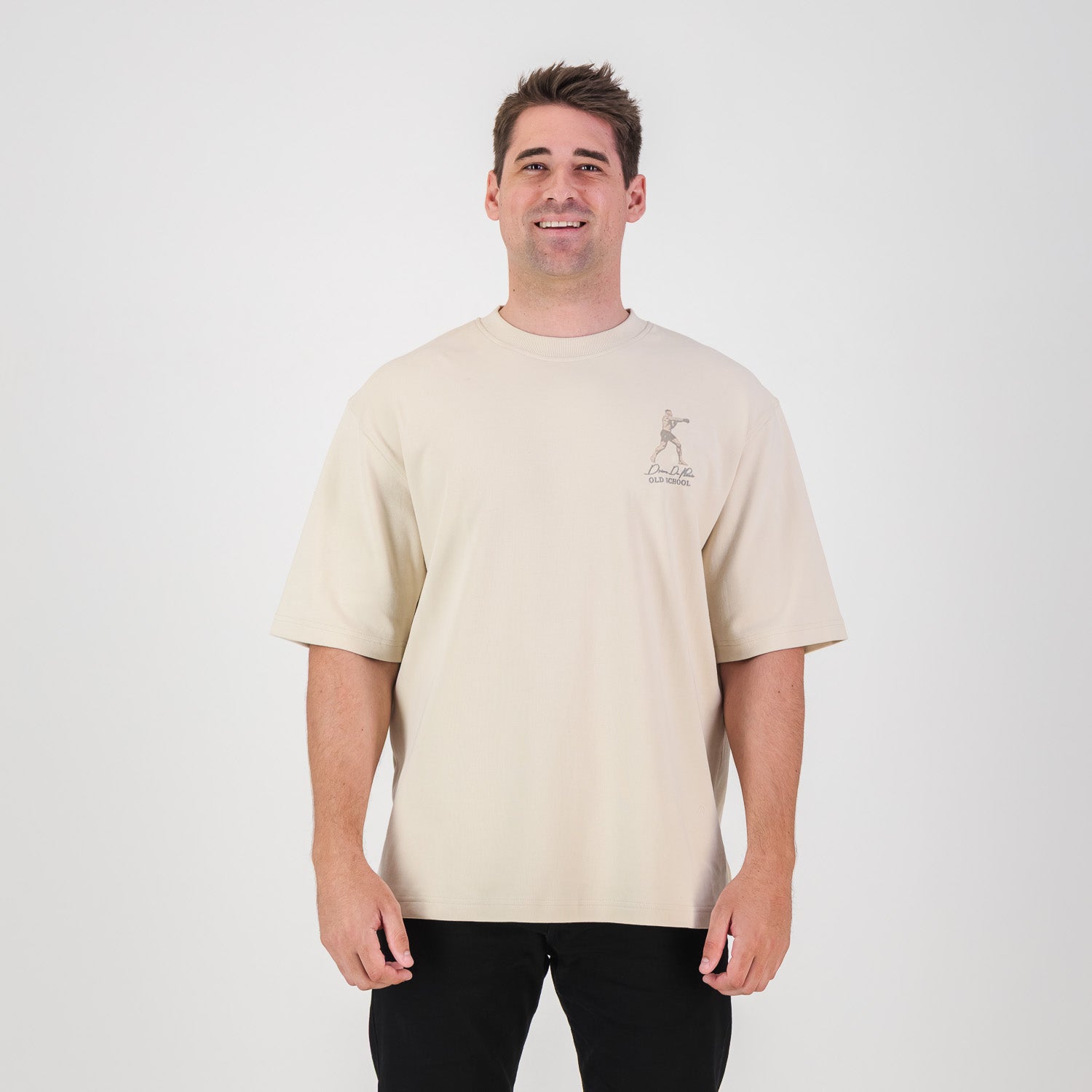 Stillknocks Small Logo Boxy Crew Tee - Ivory - Old School