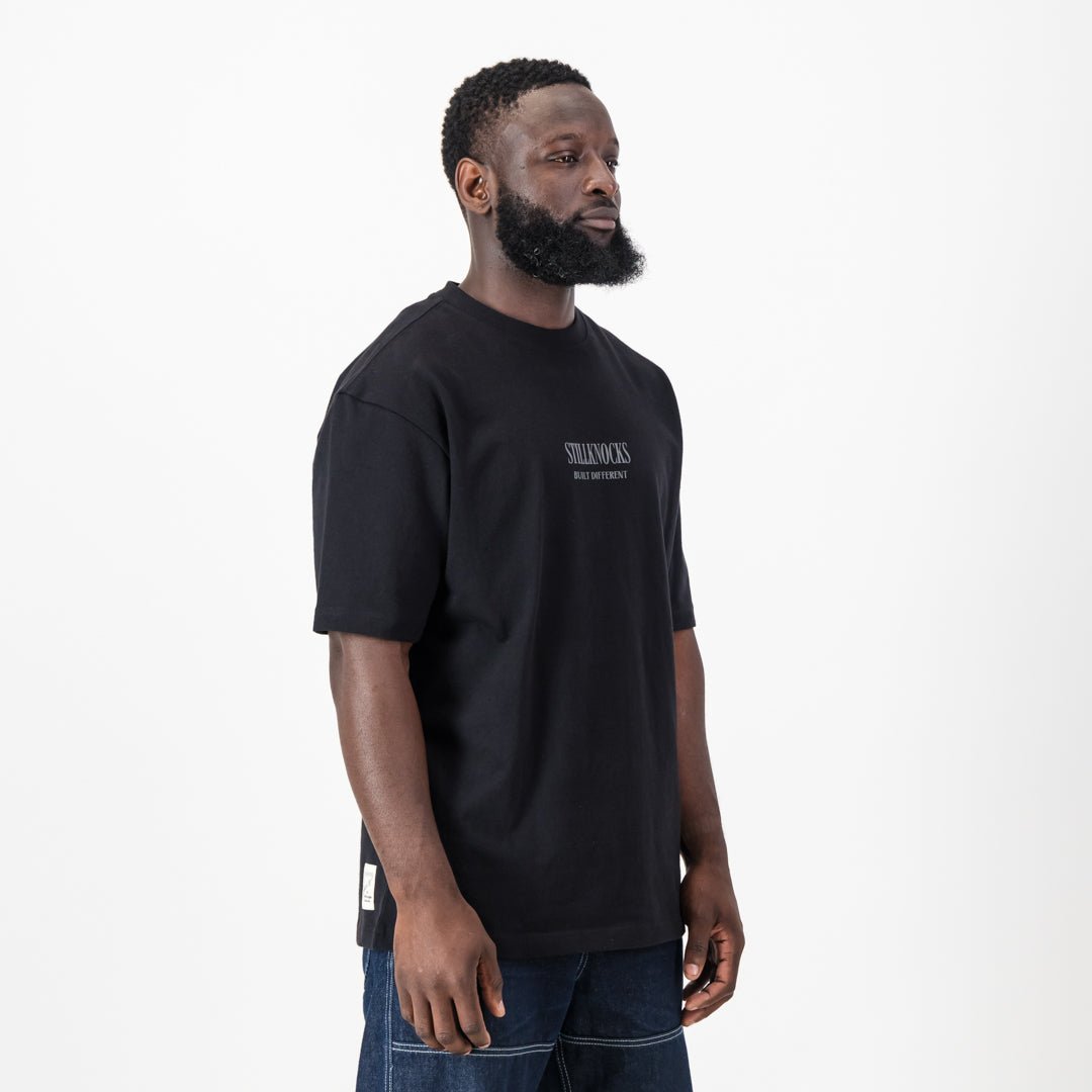 Stillknocks X Old School Boxy Tee Washed Black - Old School
