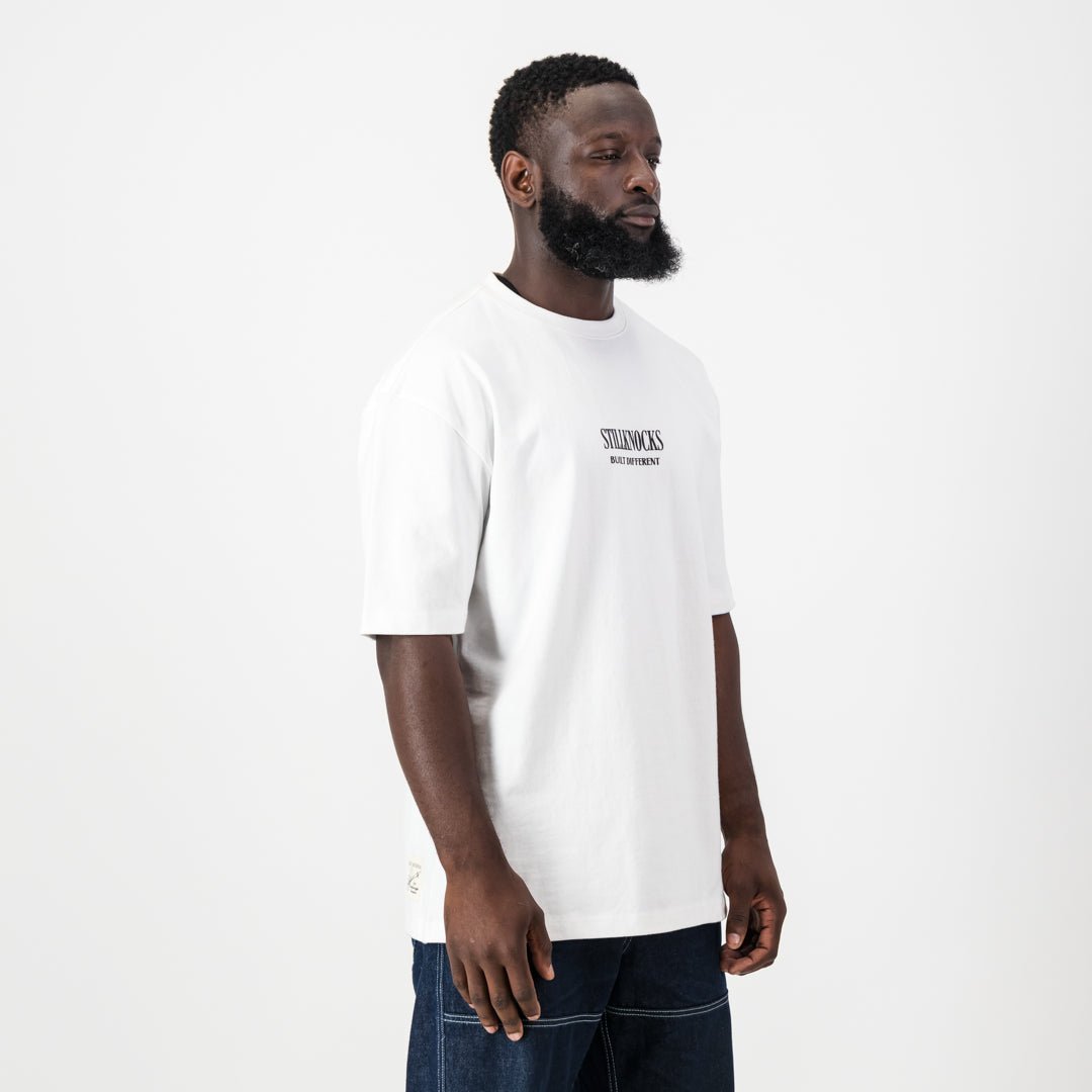 Stillknocks X Old School Boxy Tee Washed White - Old School