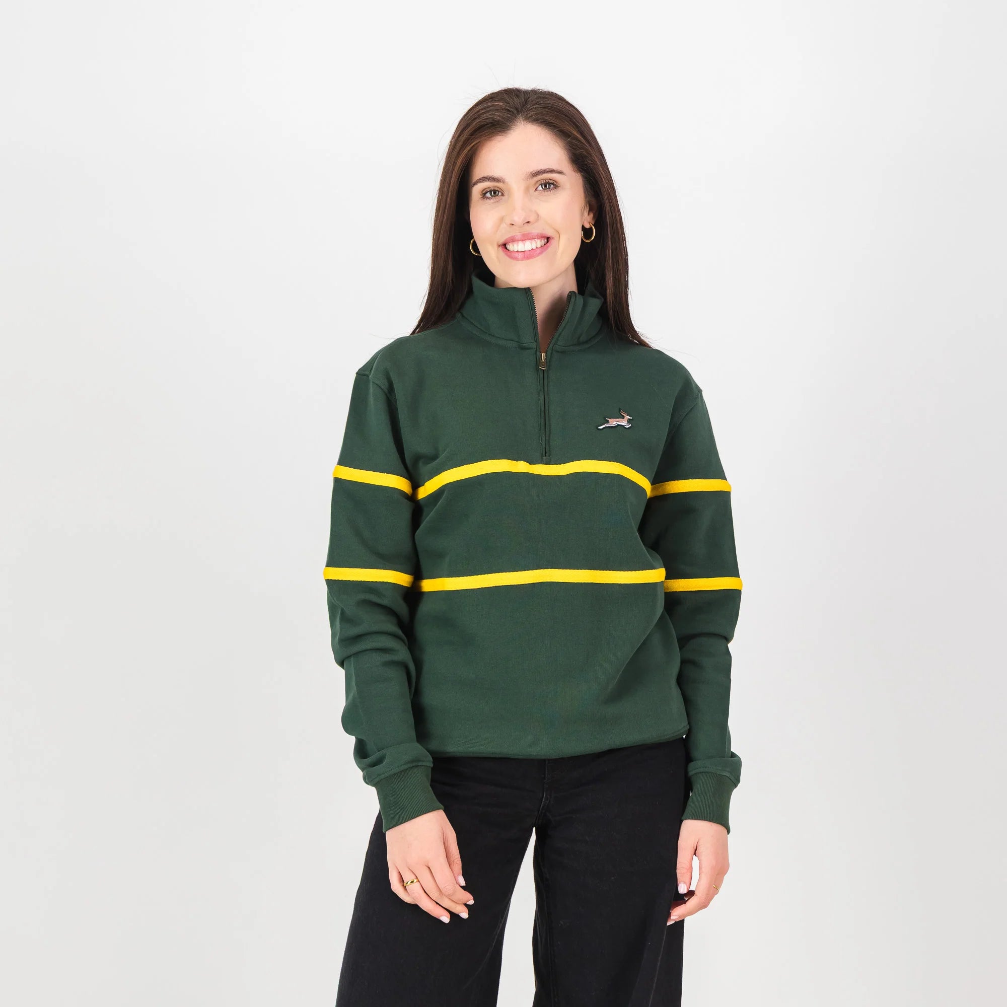 Springboks Twill Hoop Quarter Zip Sweat - OS Green