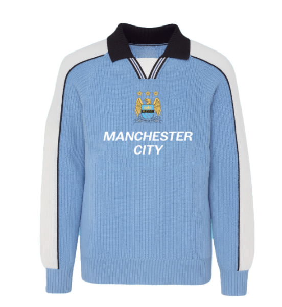 Manchester City Retro LS Knit Jersey-Sky Blue