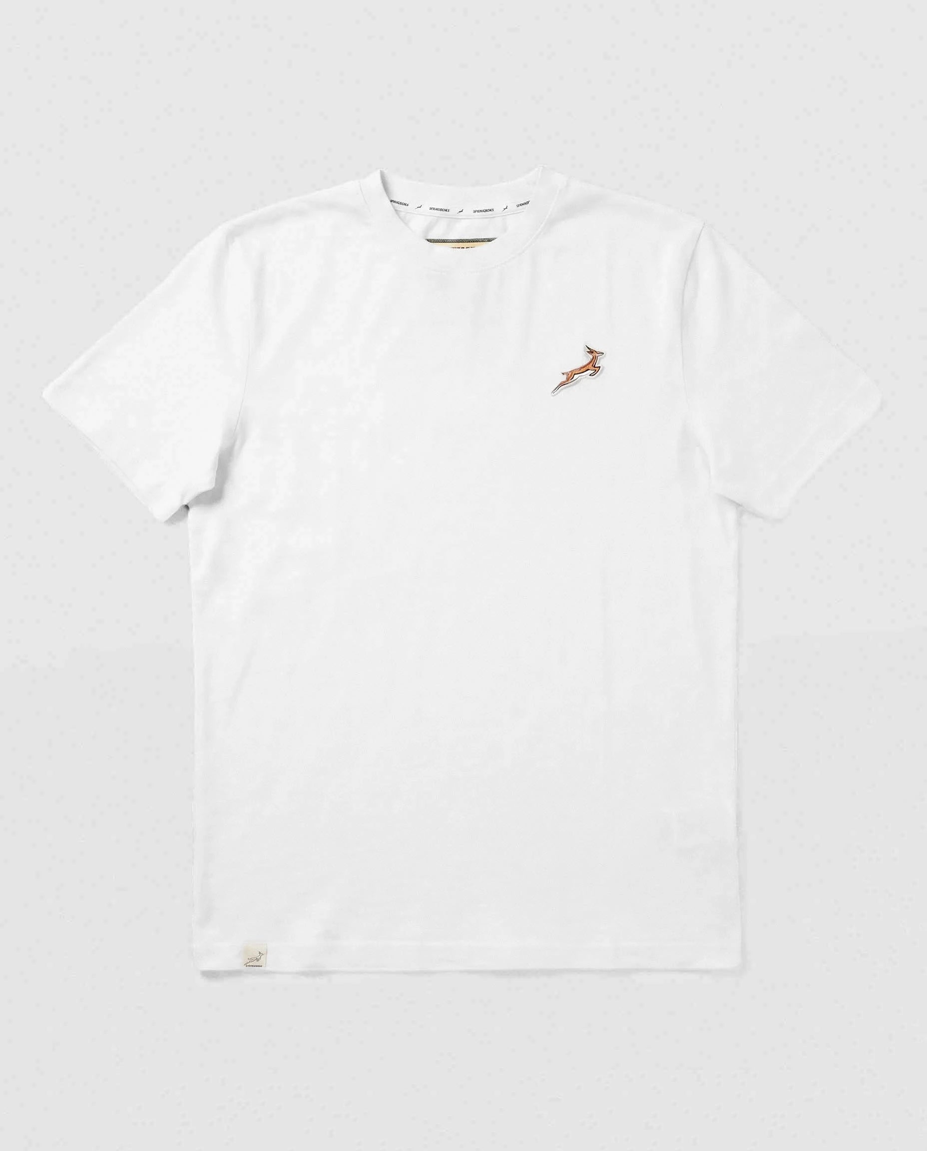 Springboks SML EMB Bok Regular Crew Tee-White