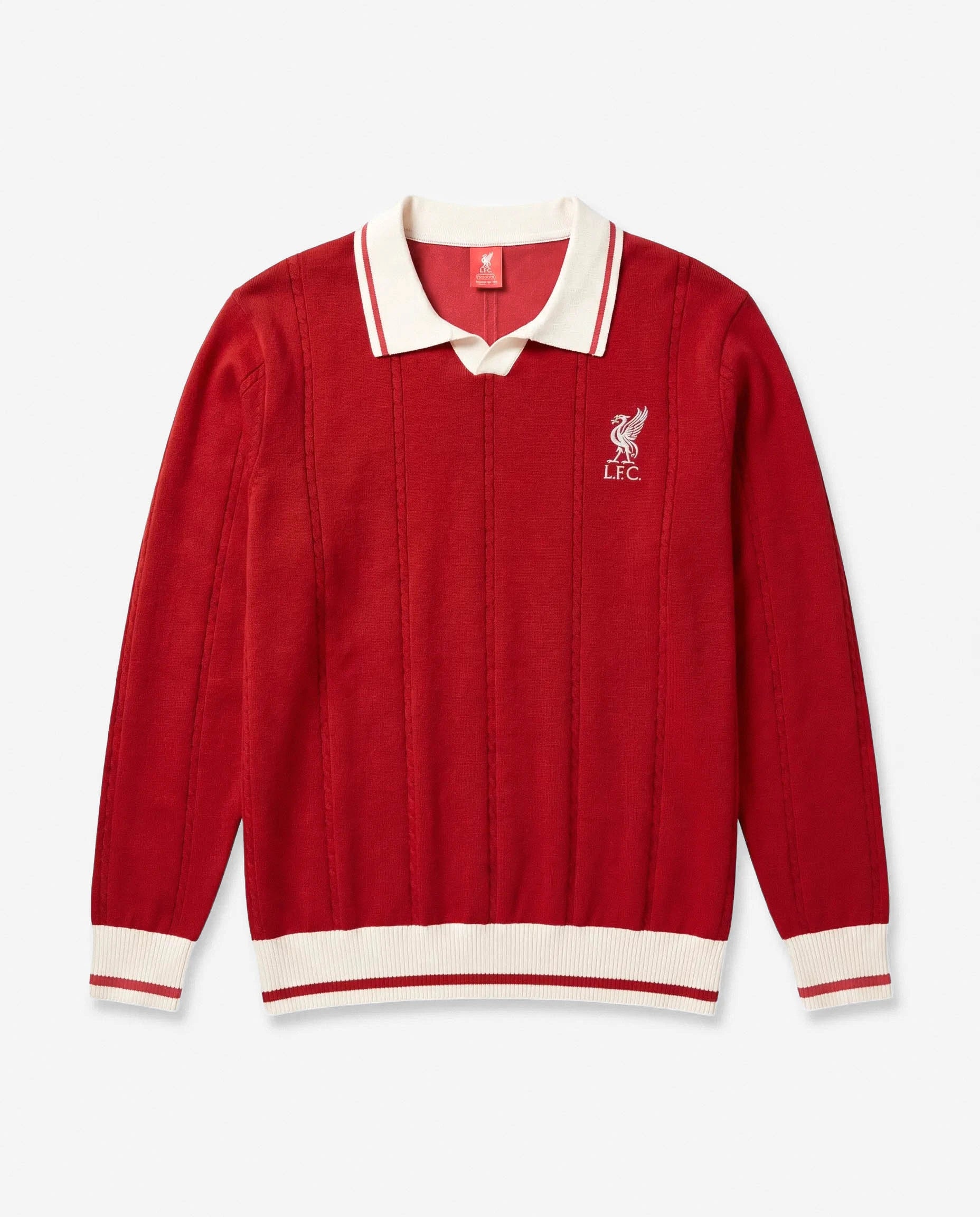 Liverpool Cable LS Knit Red