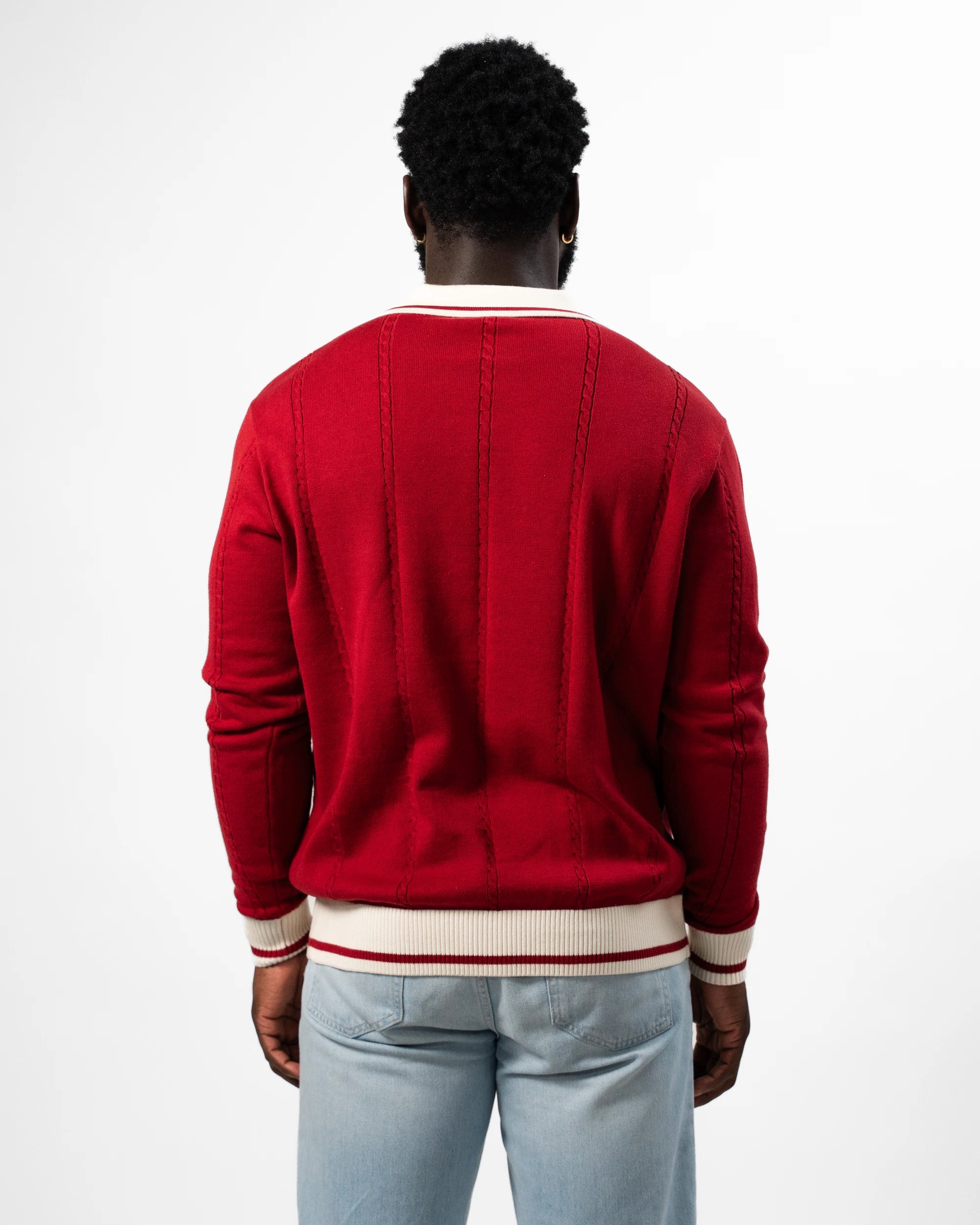 Liverpool Cable LS Knit Red