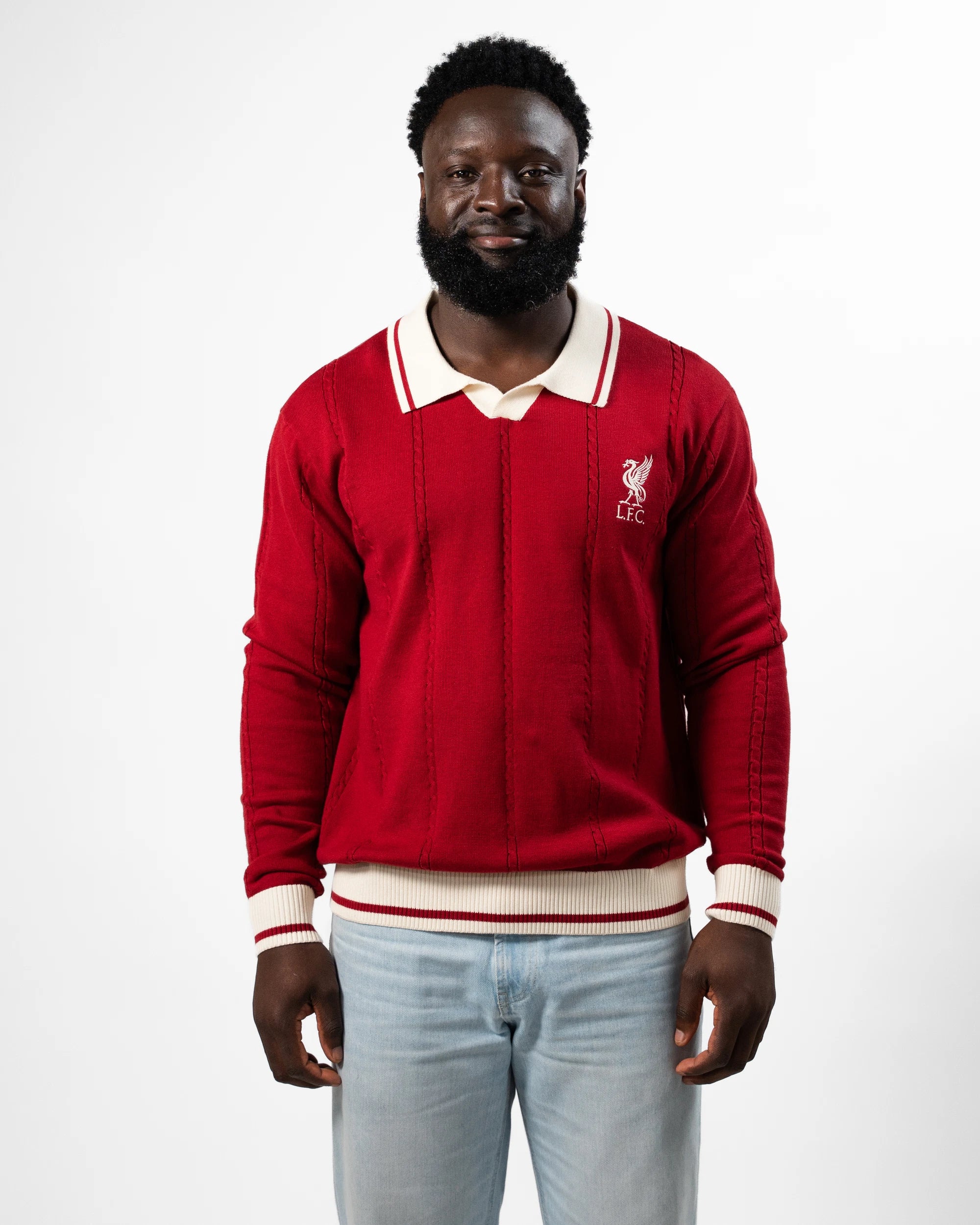 Liverpool Cable LS Knit Red