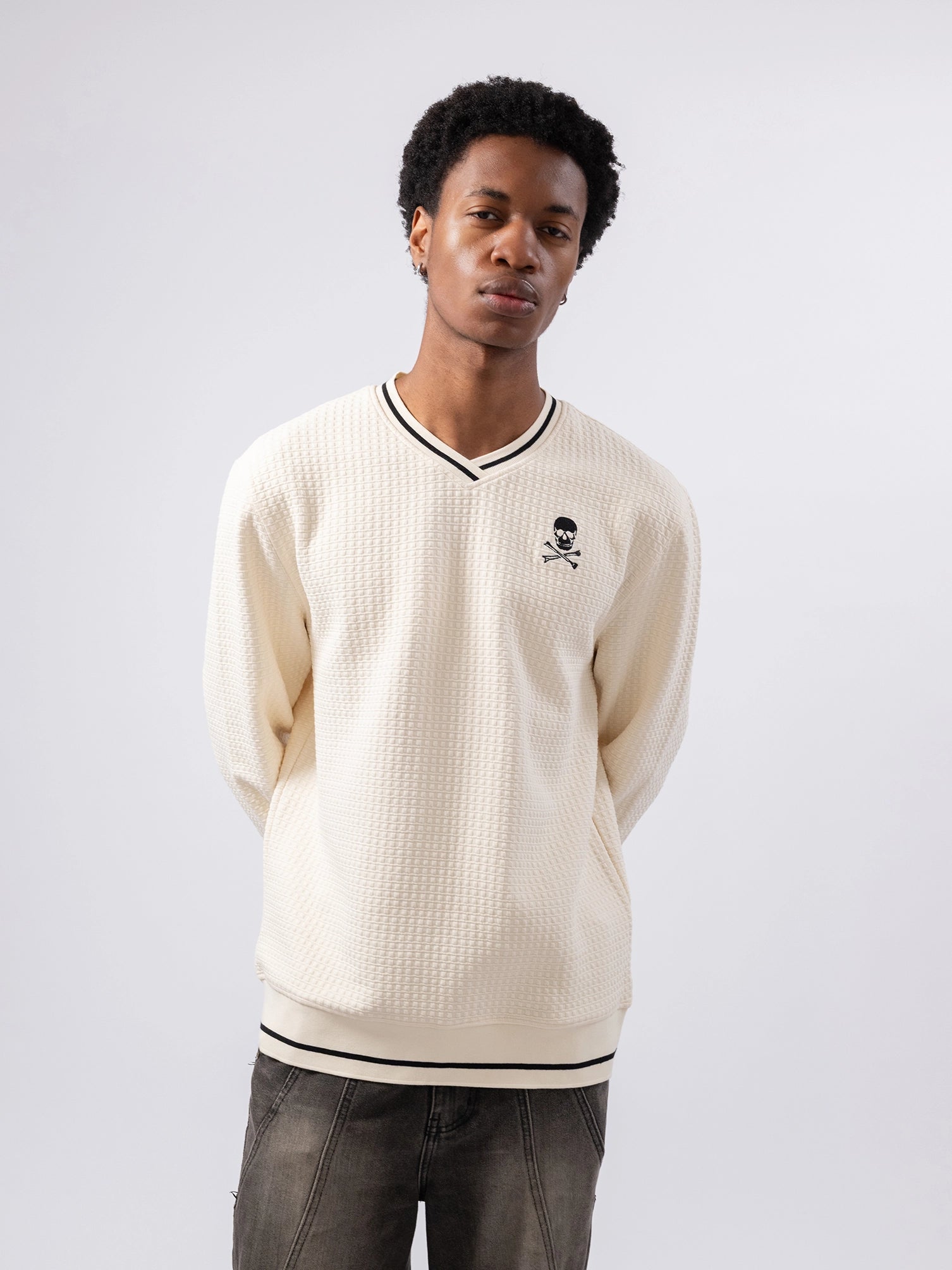 Orlando Pirates V-neck Waffle Sweatshirt White