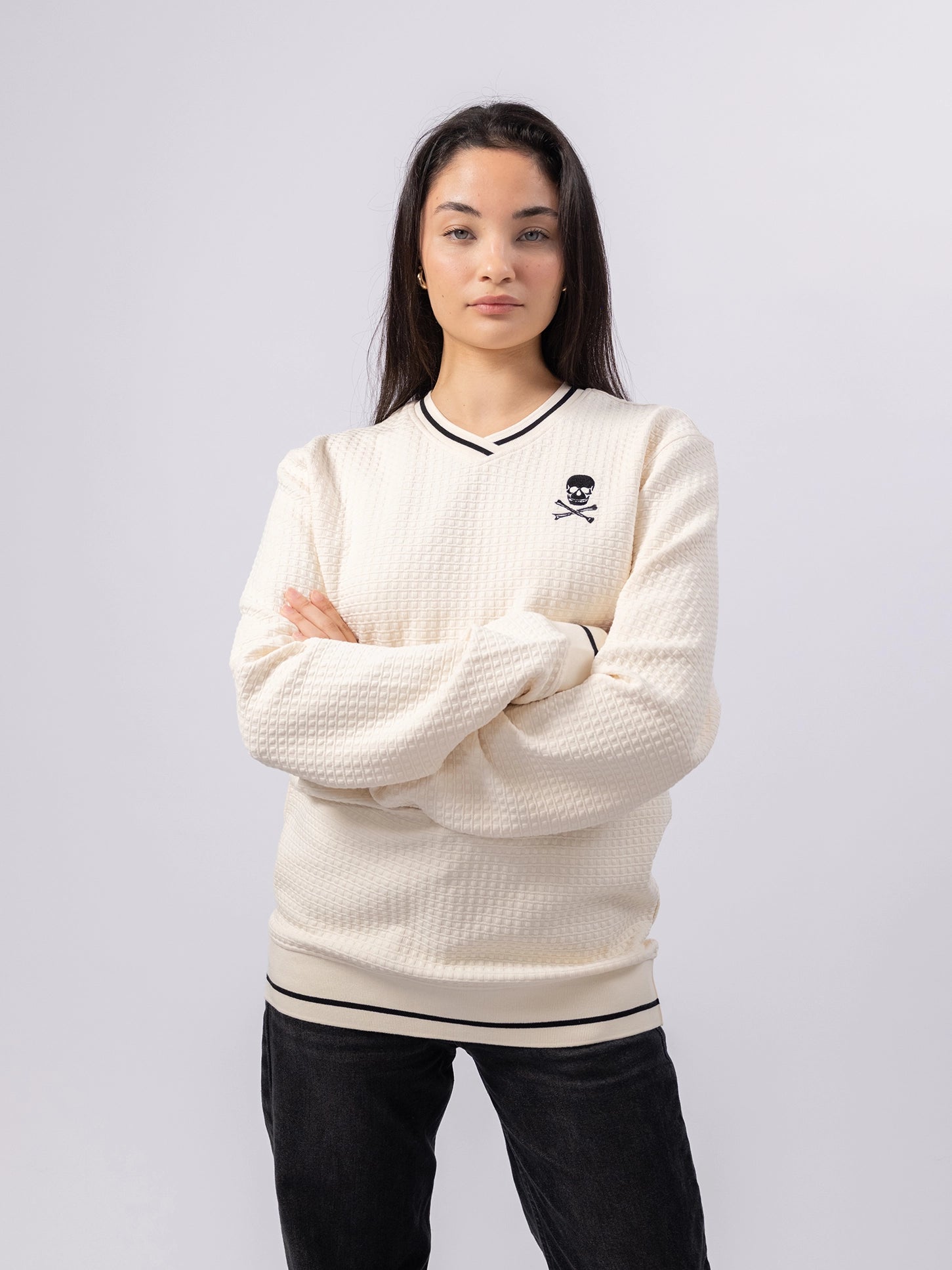 Orlando Pirates V-neck Waffle Sweatshirt White