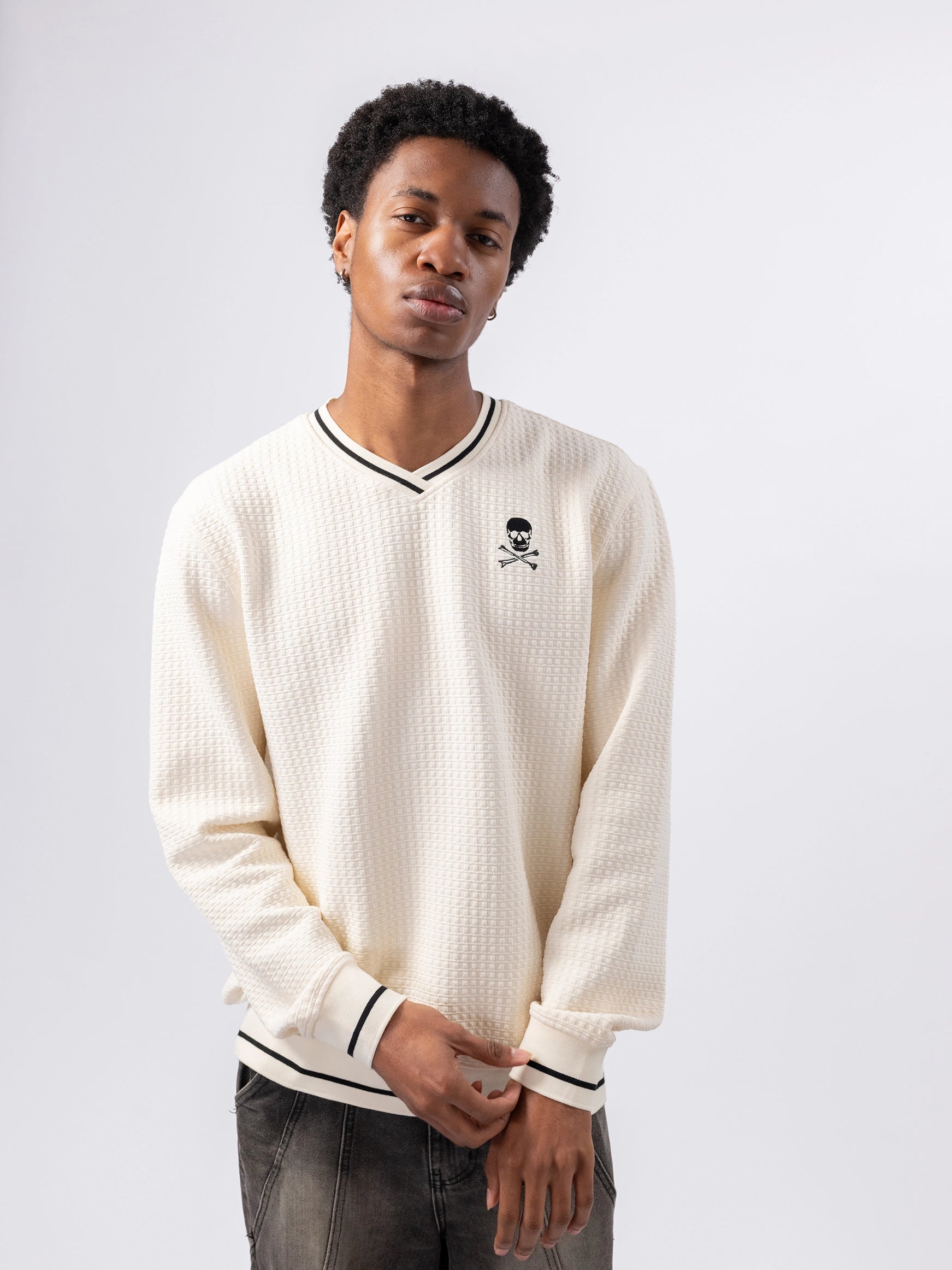 Orlando Pirates V-neck Waffle Sweatshirt White