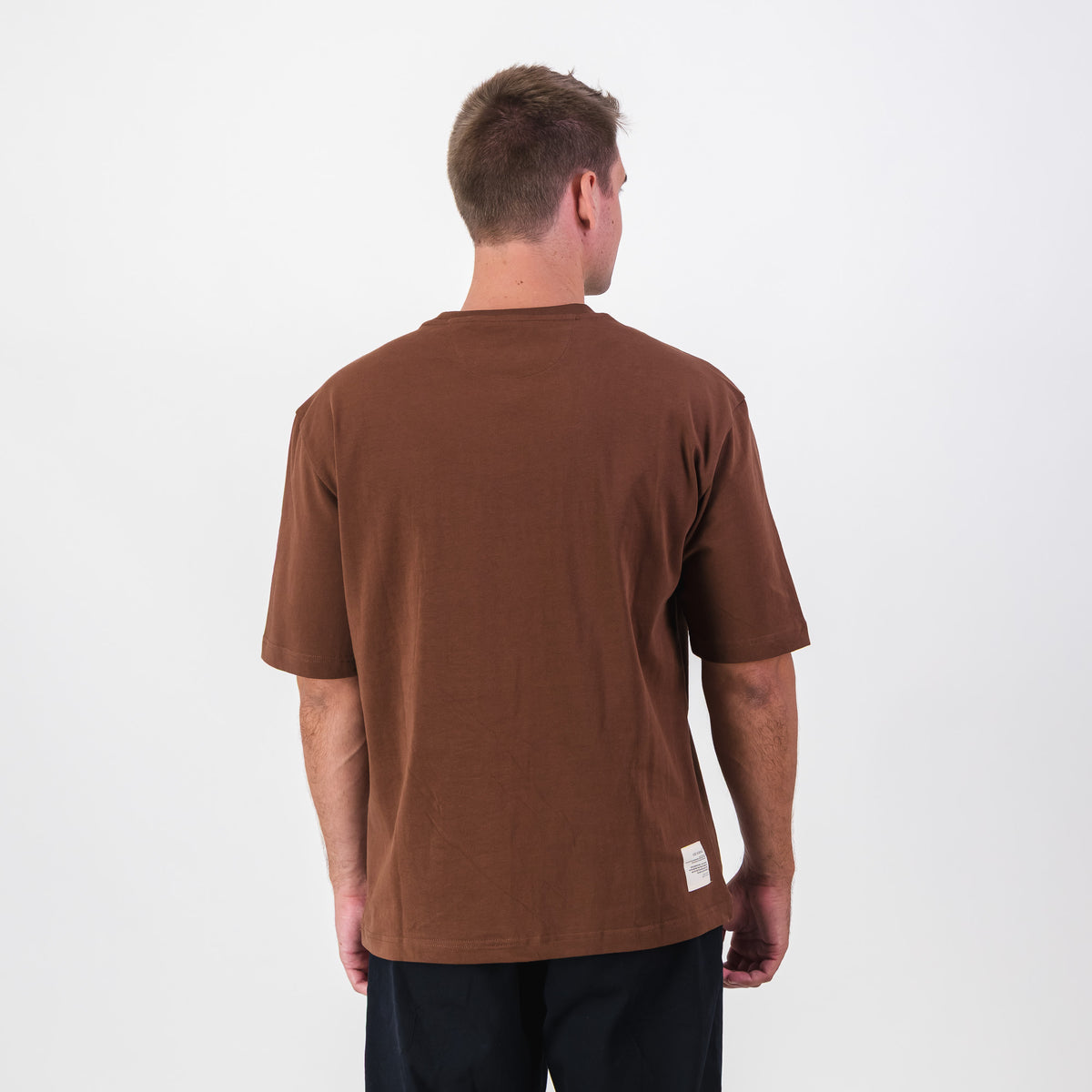 Old School Leisure Protea Woven Badge Relaxed T-Shirts Brown