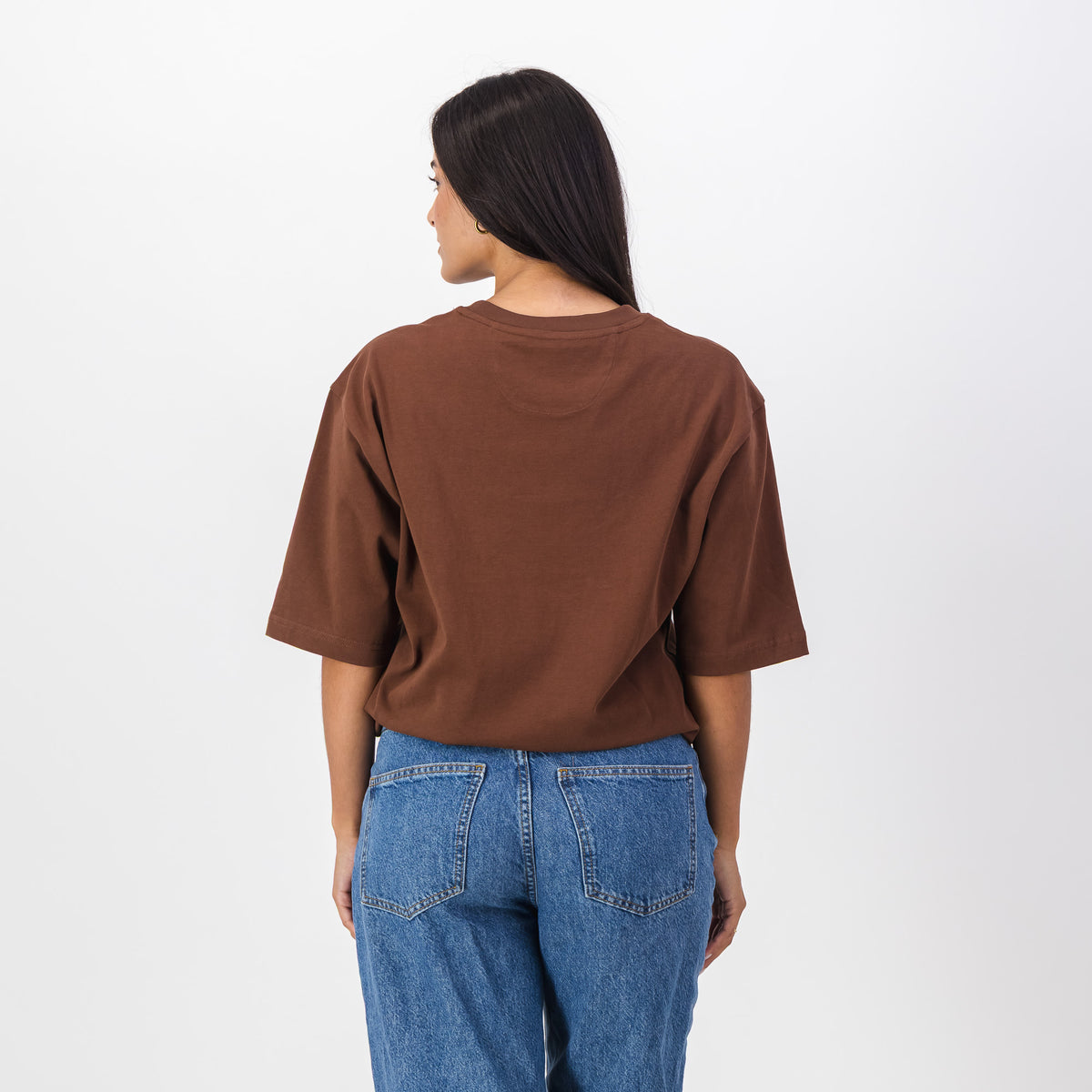 Old School Leisure Protea Woven Badge Relaxed T-Shirts Brown